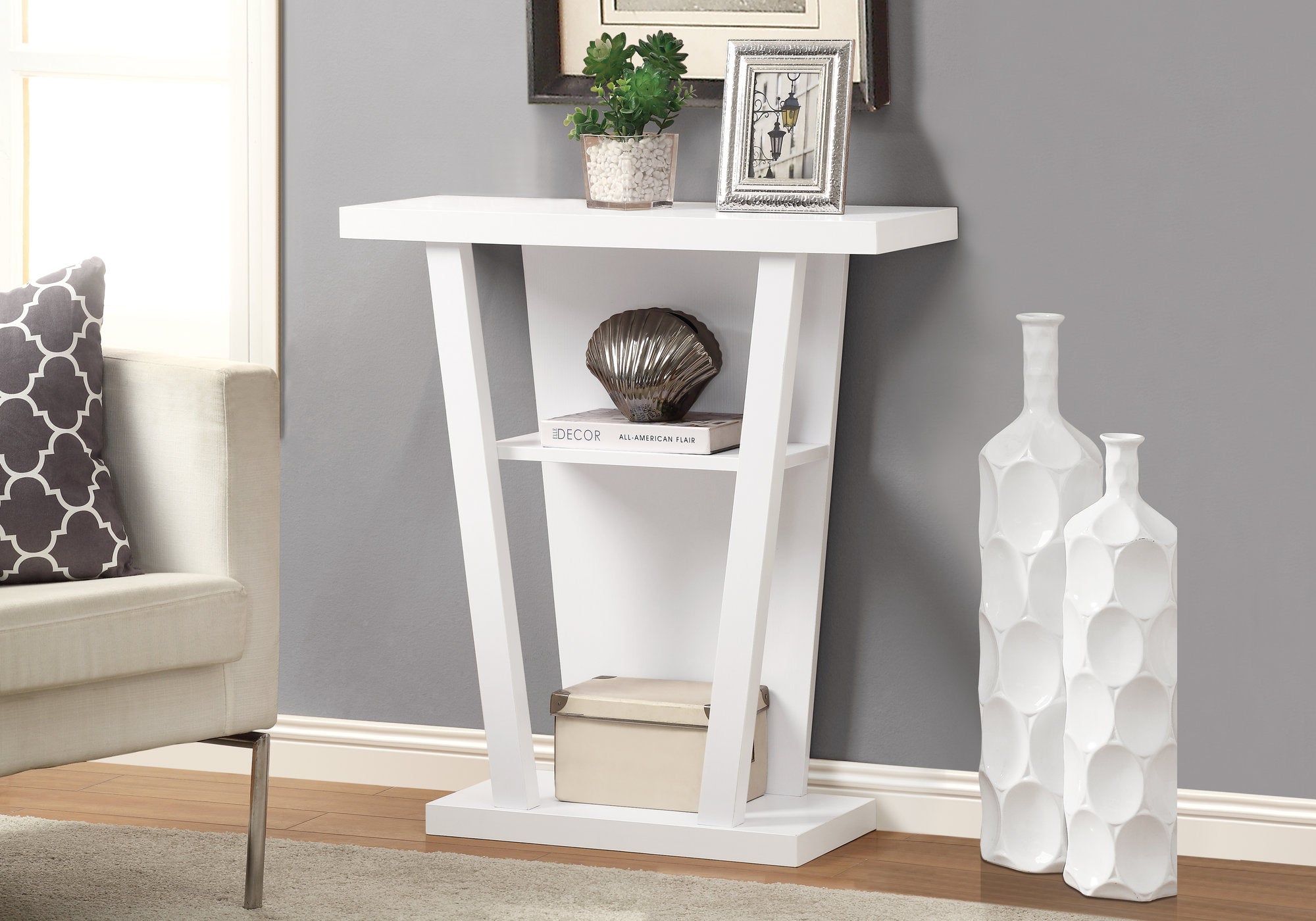 Image of accent table - 32inch l white hall console  i 2560.