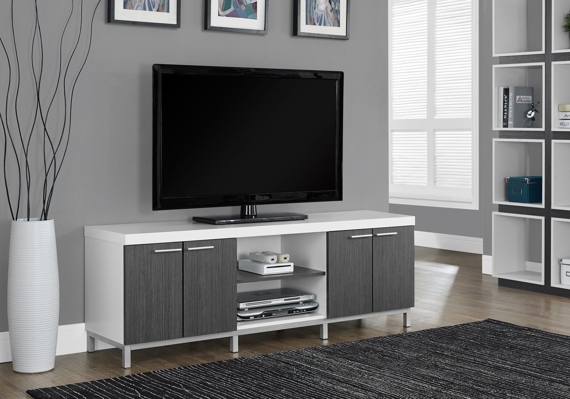 Image of tv stand - 60inch l white grey  i 2591.
