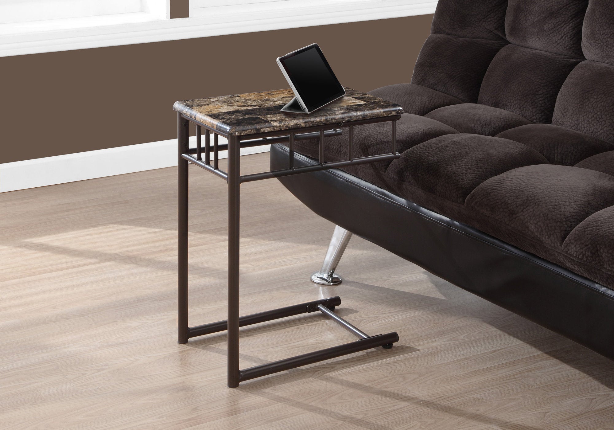Image of accent table - espresso marble bronze metal  i 3043.