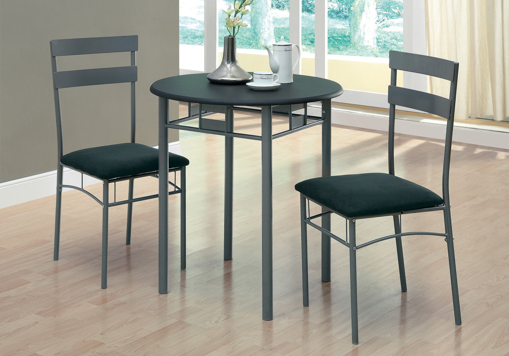 Image of dining set - 3pcs set black silver metal  i 3095.