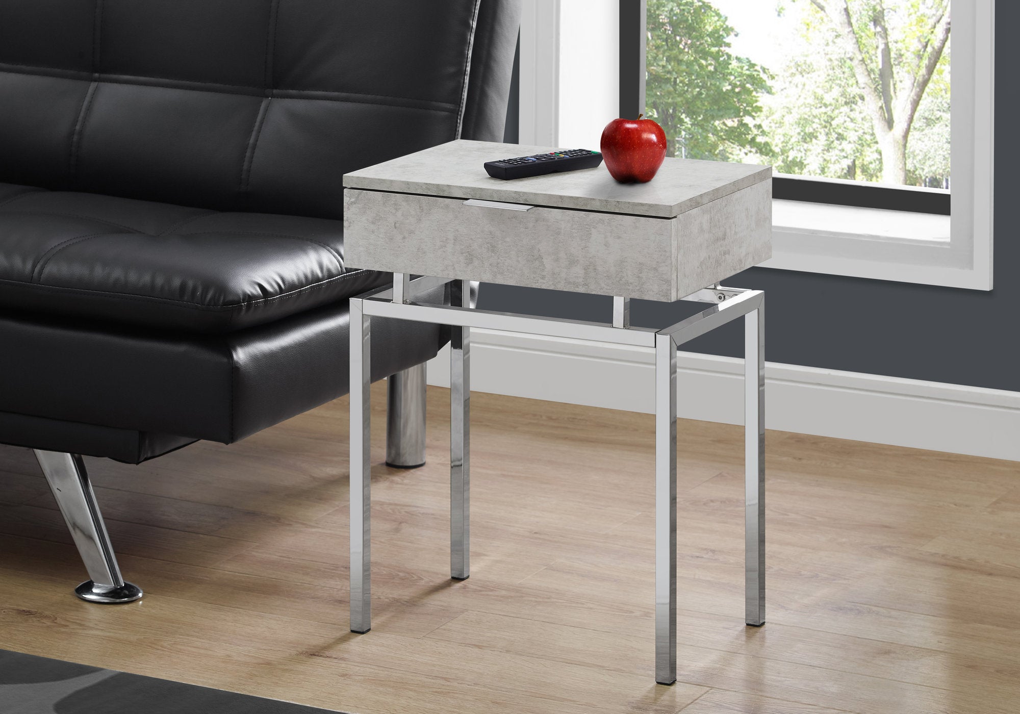 Image of accent table - 24inch h grey cement chrome metal  i 3461.
