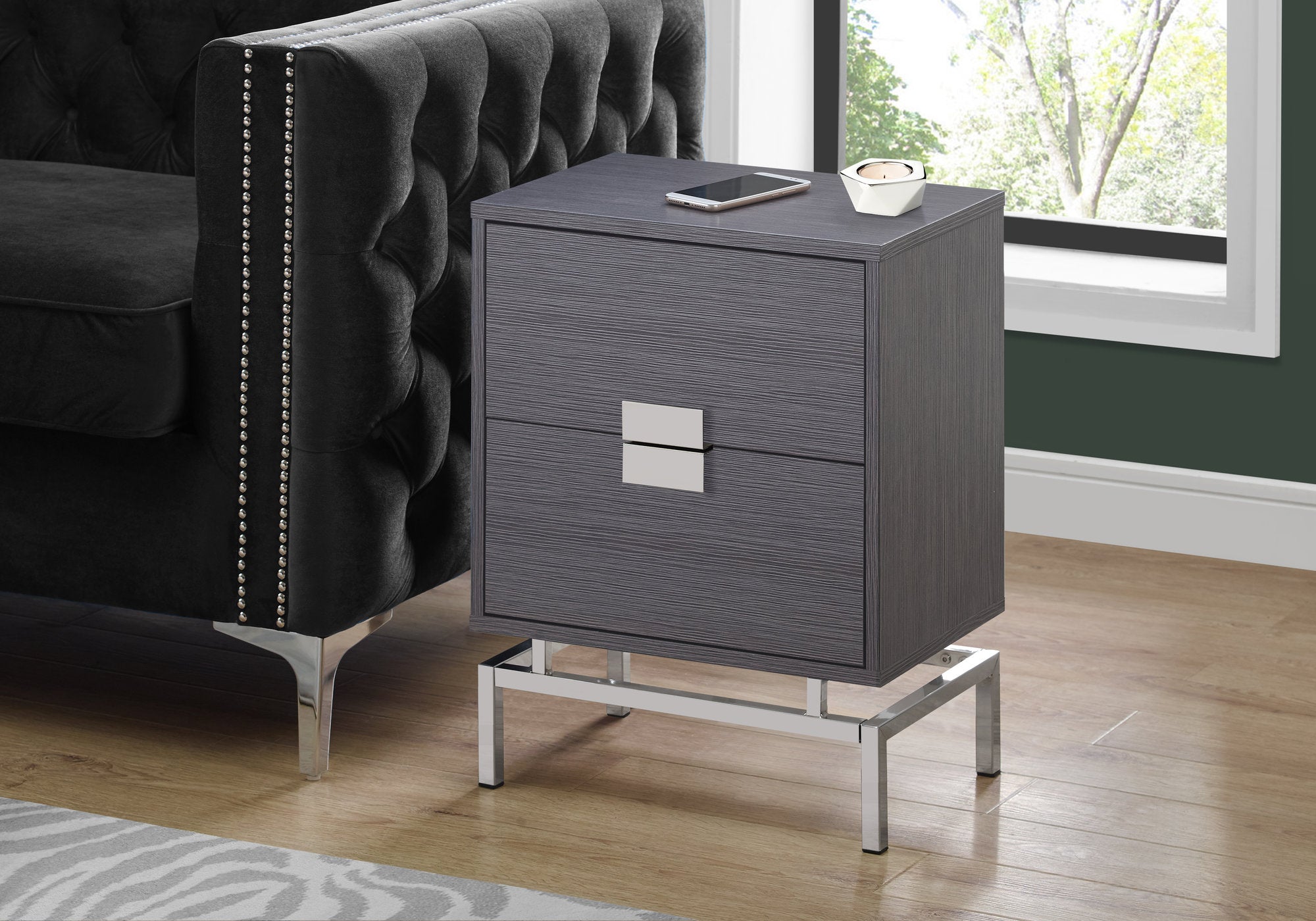 Image of accent table - 24inch h grey chrome metal  i 3494.