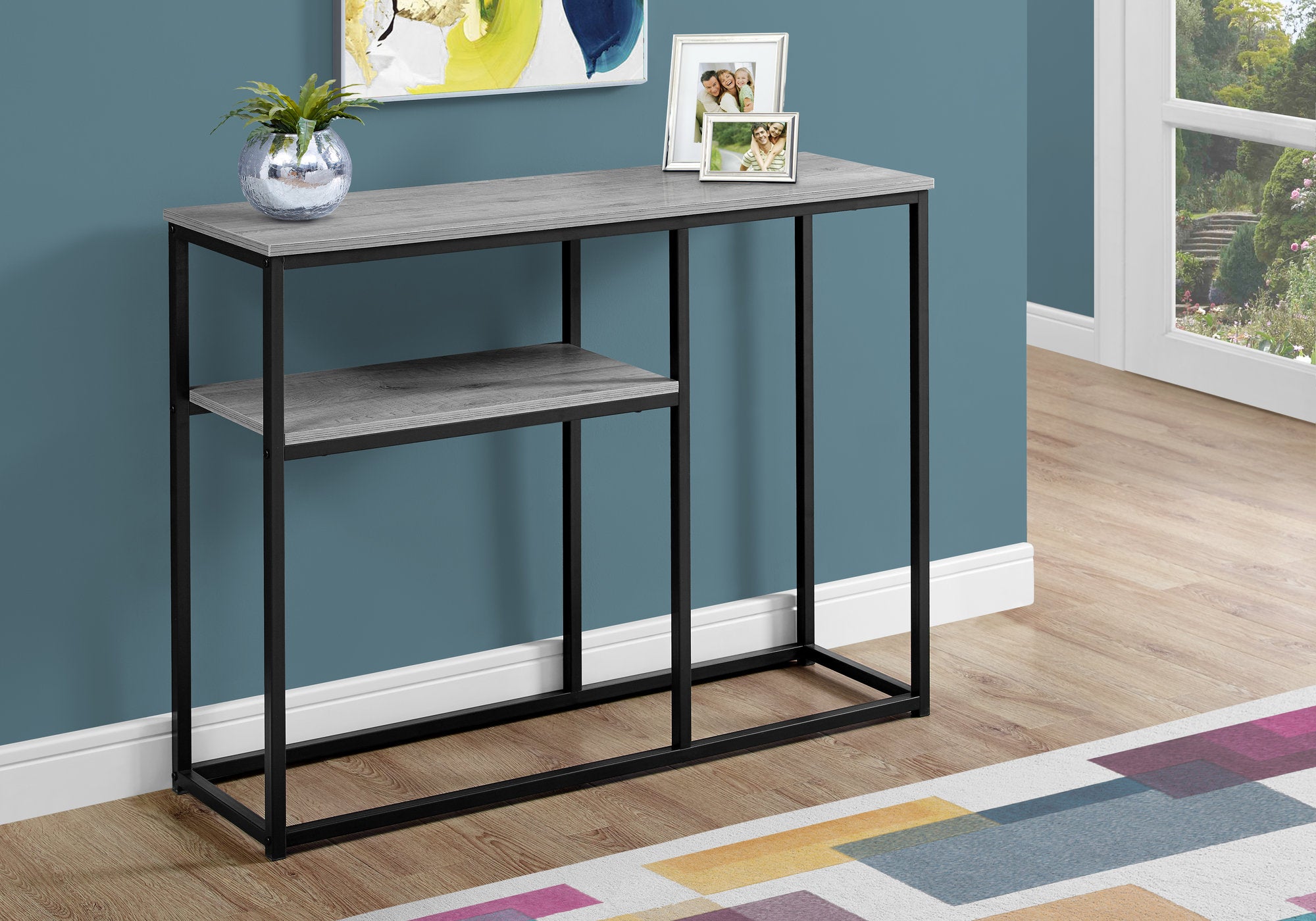 Image of accent table - 42inch l grey black metal hall console  i 3514.