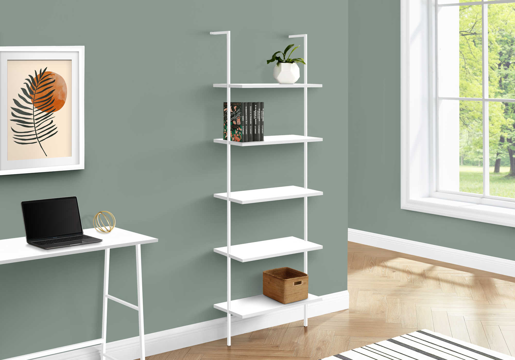 Image of bookcase - 72h ladder white  white metal i 3687.