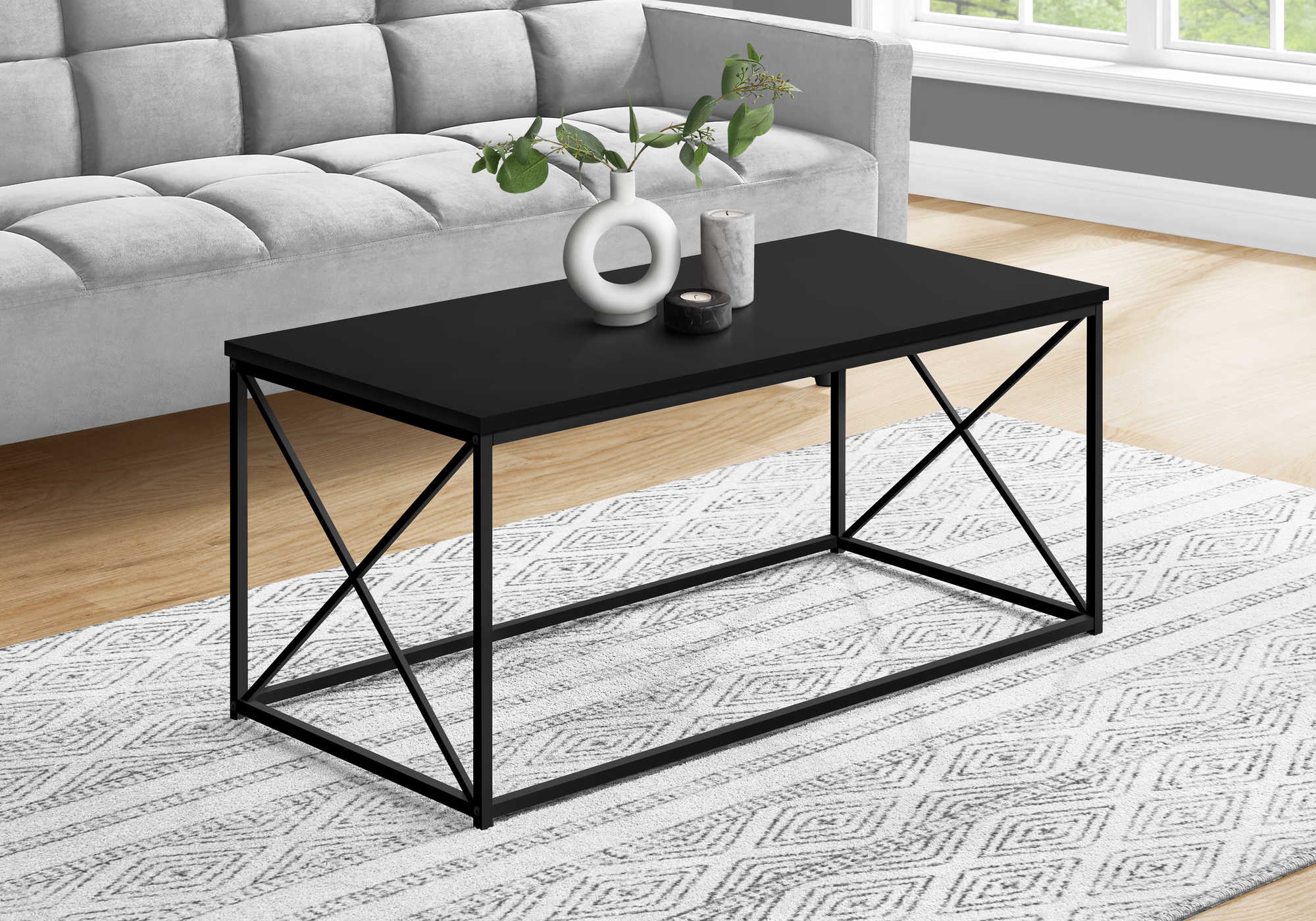 Image of coffee table - 40l  black  black metal i 3781.