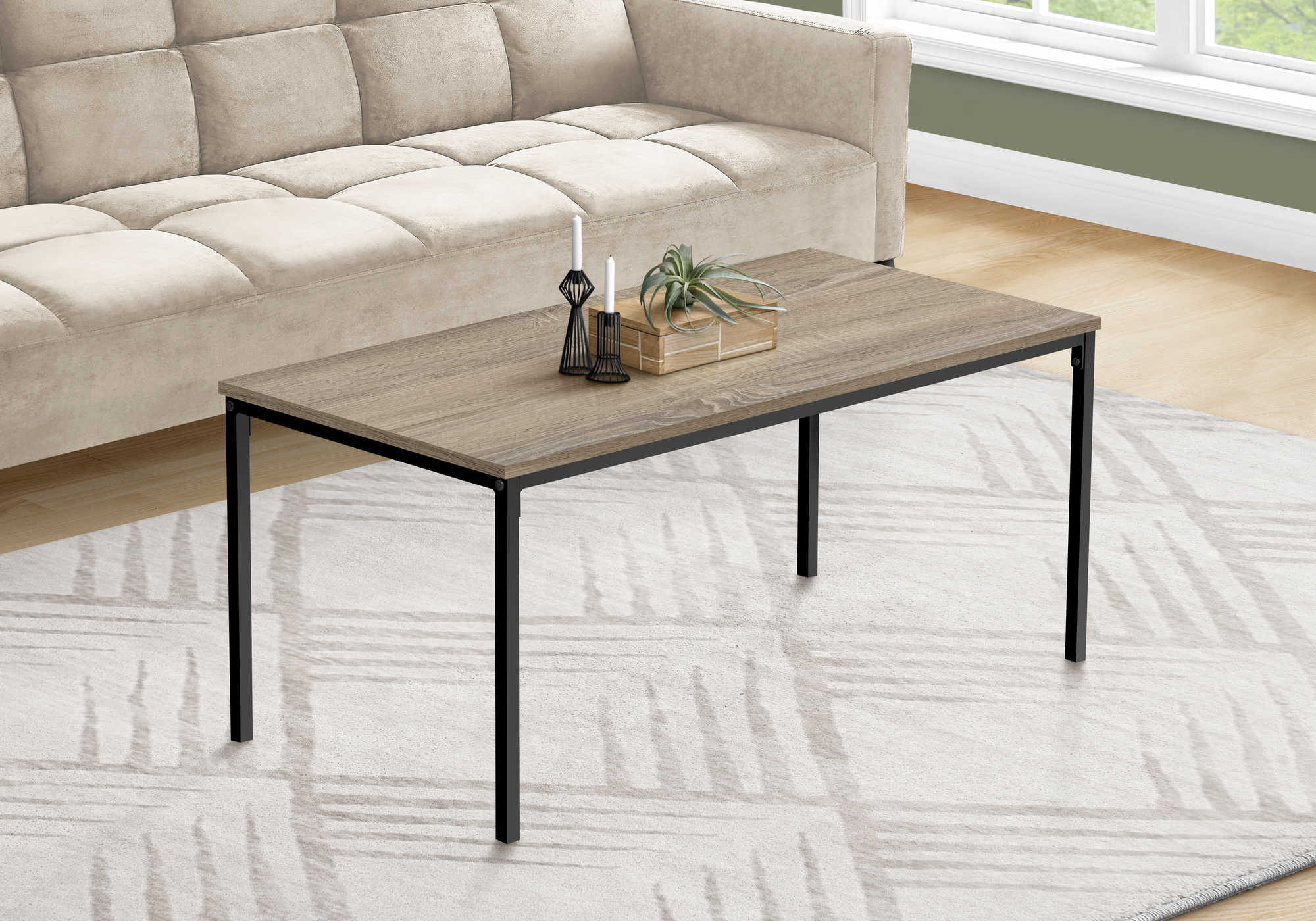 Image of coffee table - 40l  dark taupe  black metal i 3797.