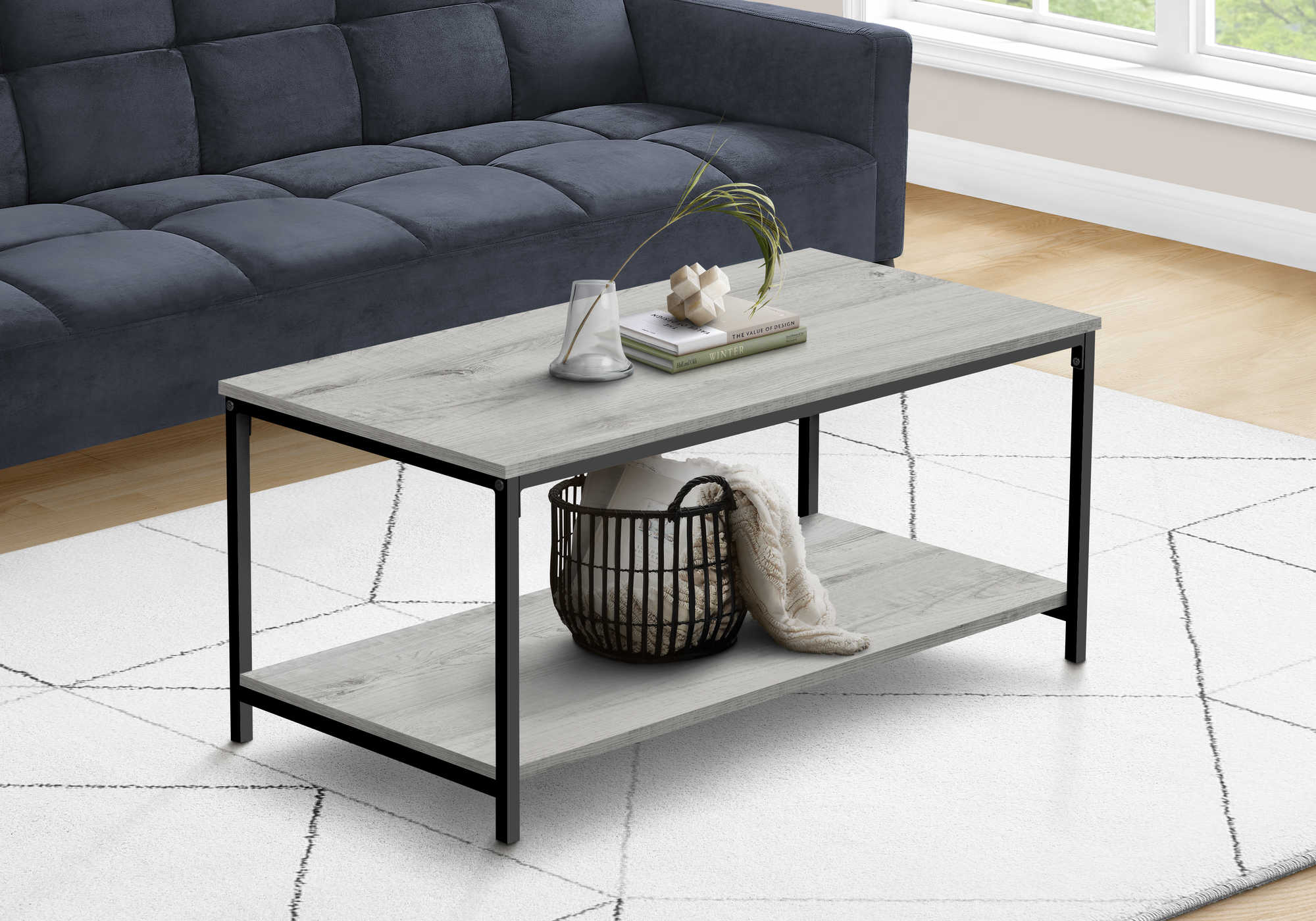 Image of coffee table - 40l  grey  black metal i 3801.