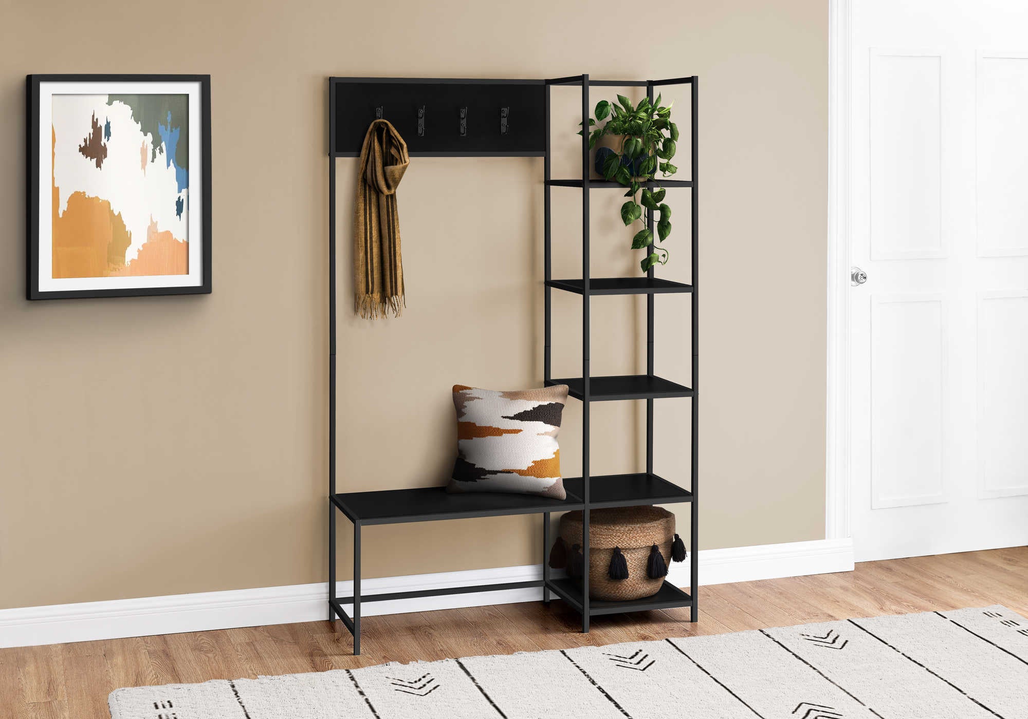 Image of bench - 72h  black  black metal hall entry i 4510.