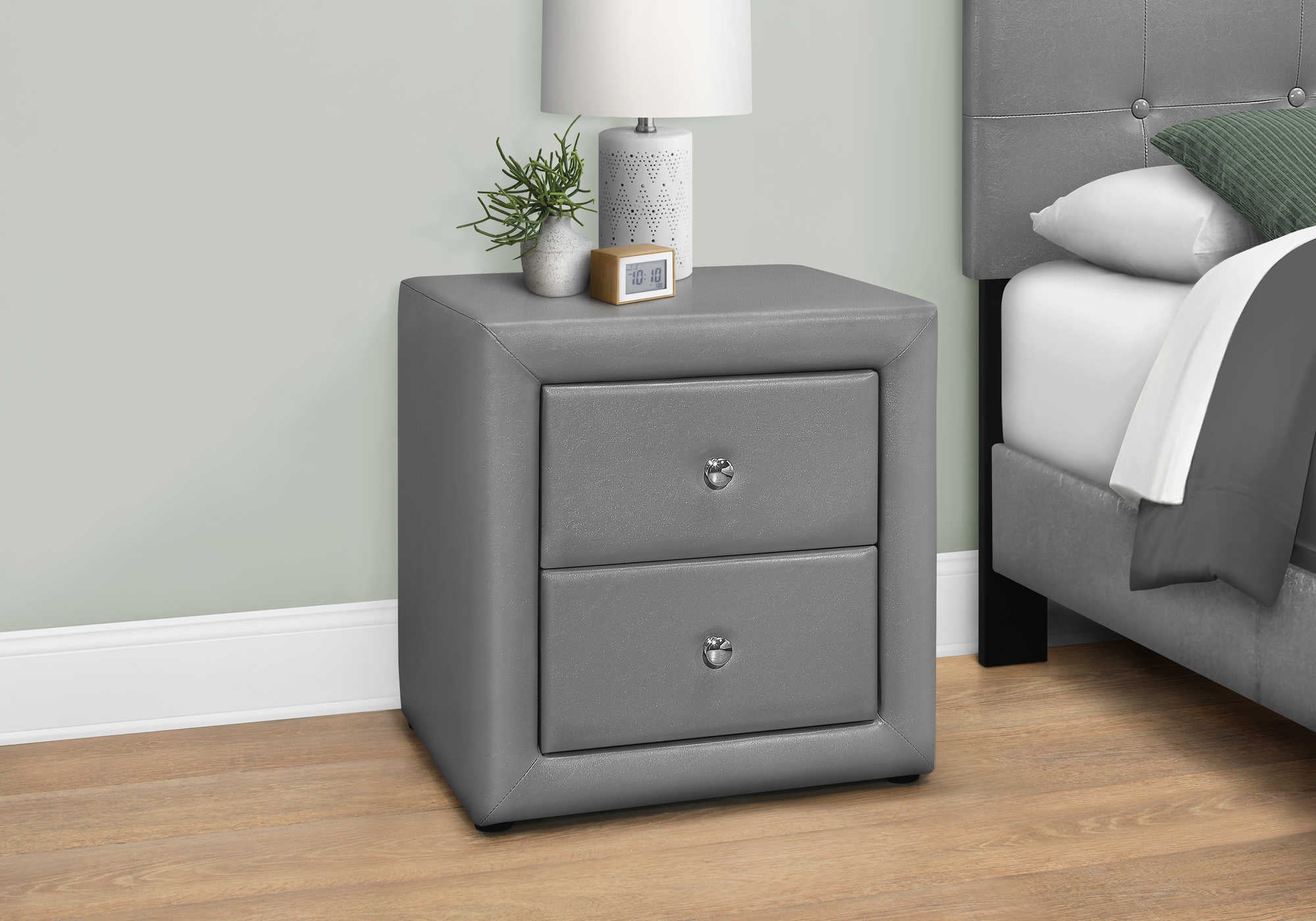 Image of table de chevet - simili-cuir gris i 5602.