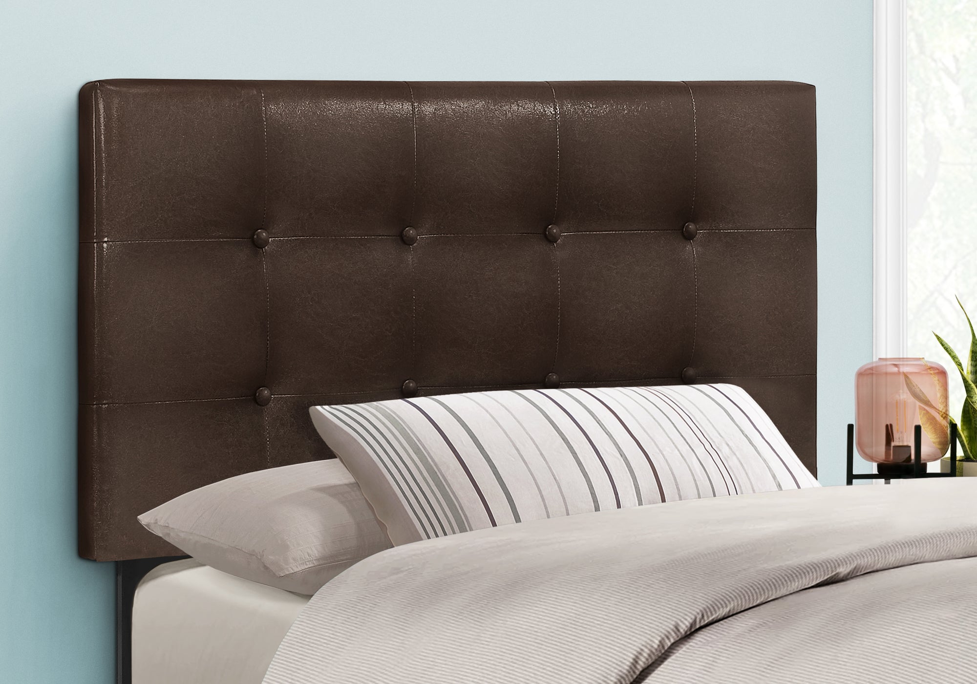 Image of bed - twin  brown leather-look headboard only i 6000t.