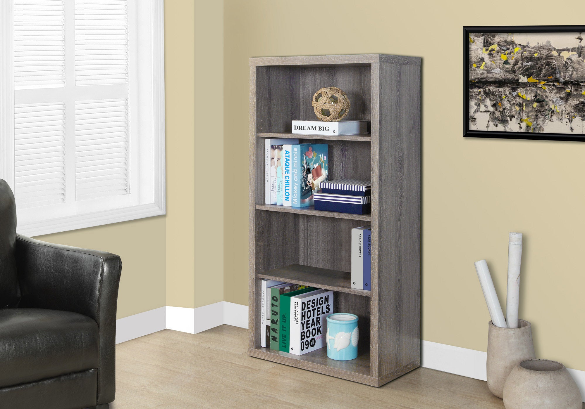 Image of bookcase - 48inch h dark taupe with adjustable shelves  i 7060.