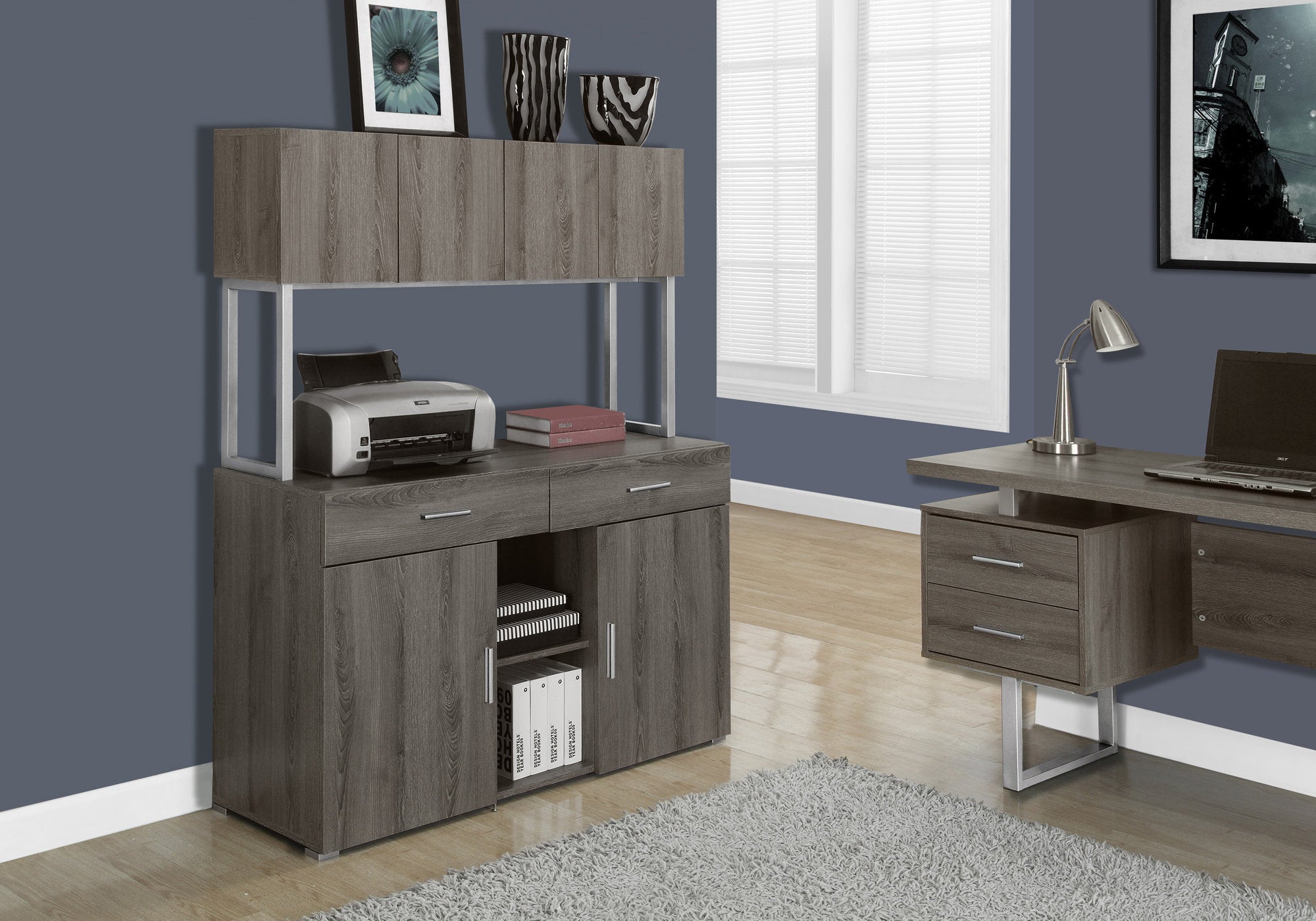Image of office cabinet - 48inch l dark taupe storage credenza  i 7067.