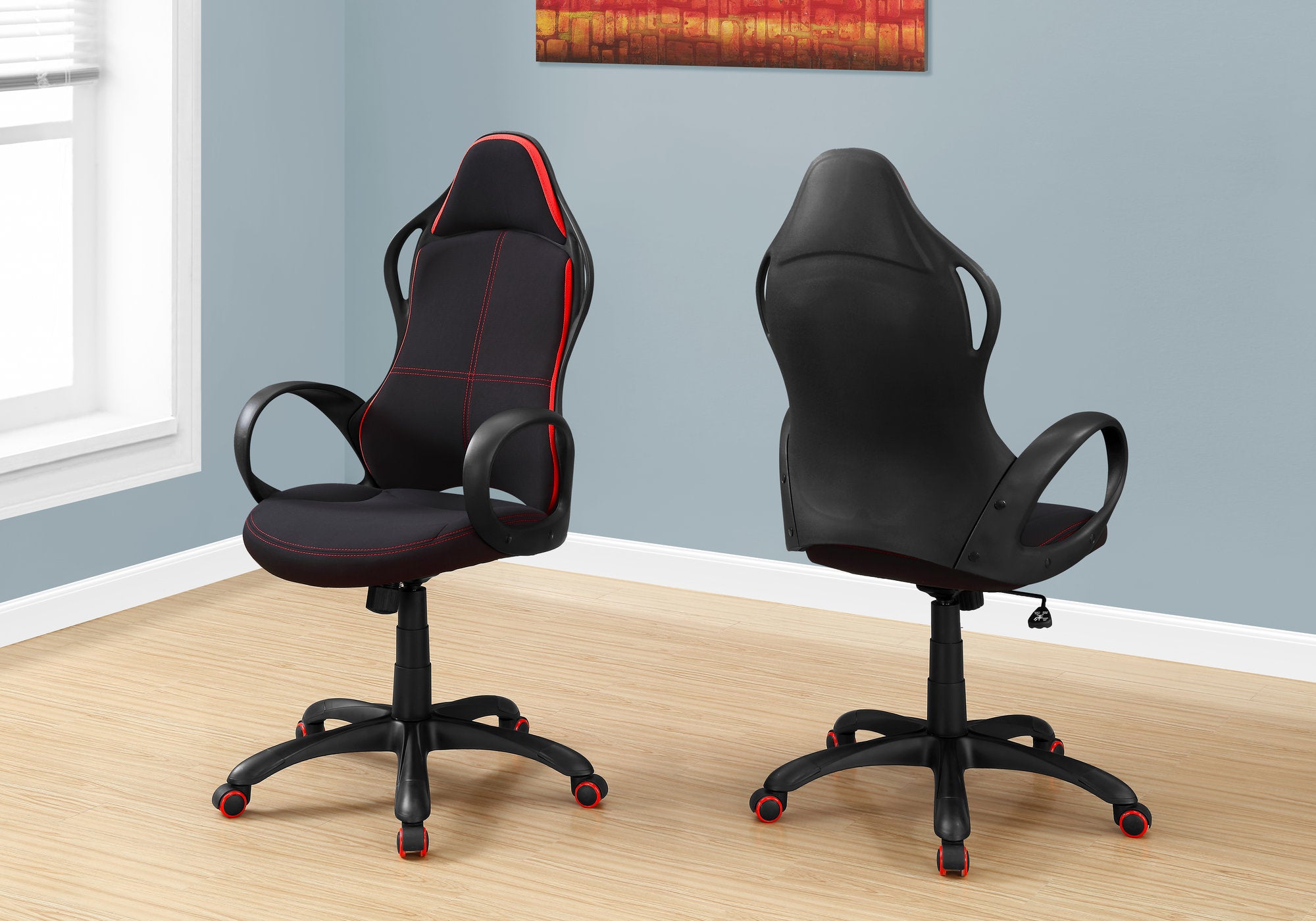 Image of office chair - black red fabric multi position  i 7259.