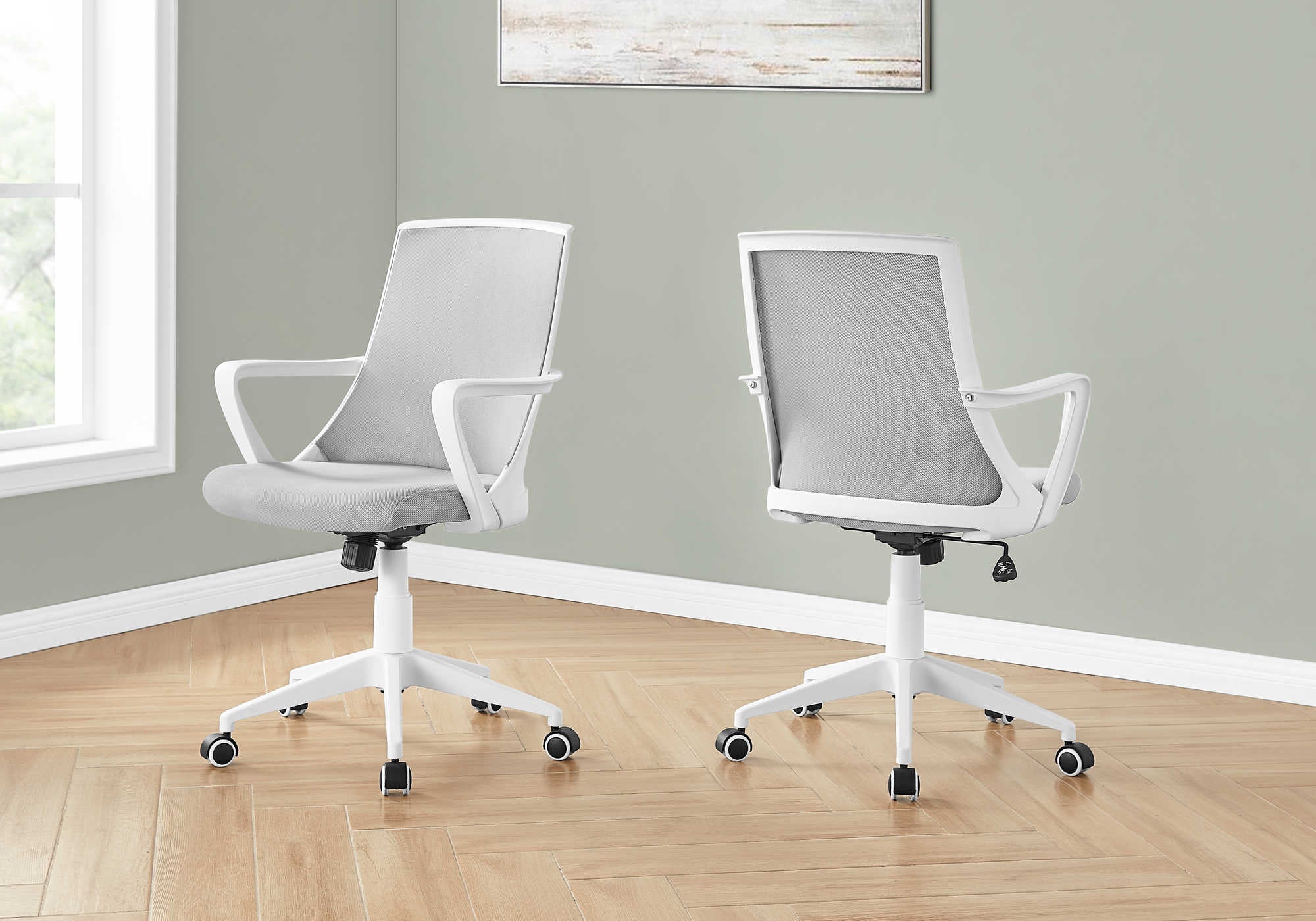 Image of office chair - white  grey mesh  multi position i 7294.