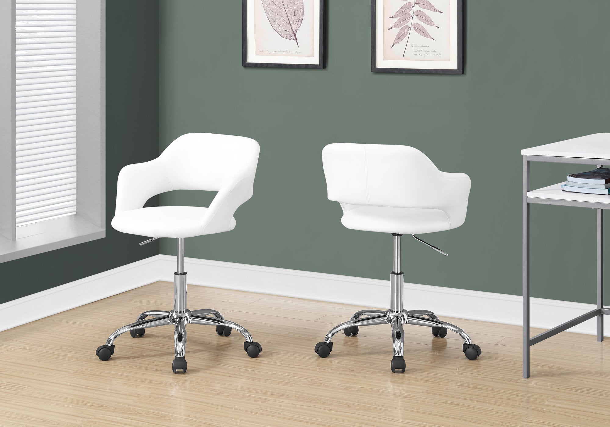 Image of office chair - white chrome metal hydraulic lift base  i 7299.