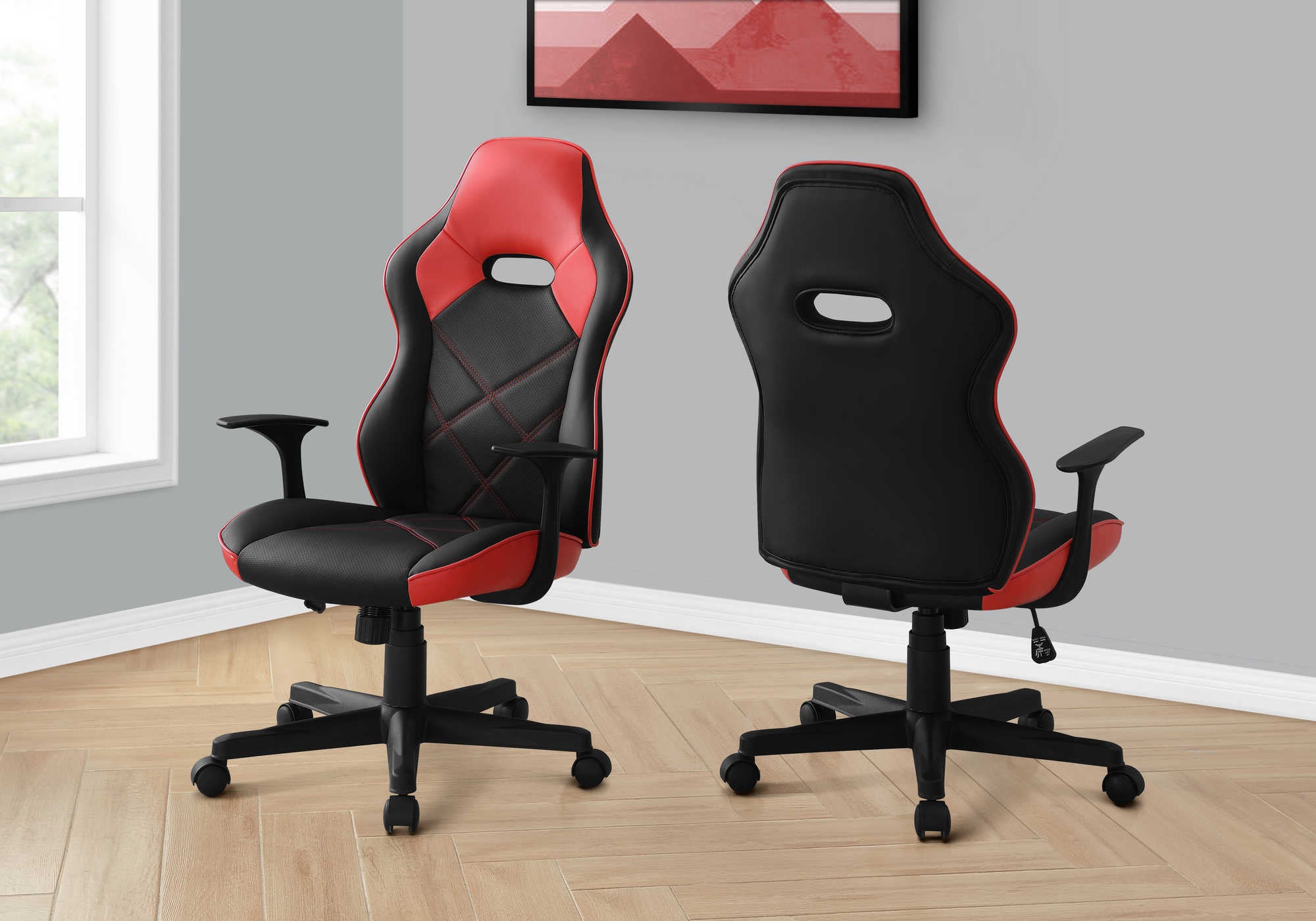 Image of office chair - gaming  black  red leather-look i 7327.