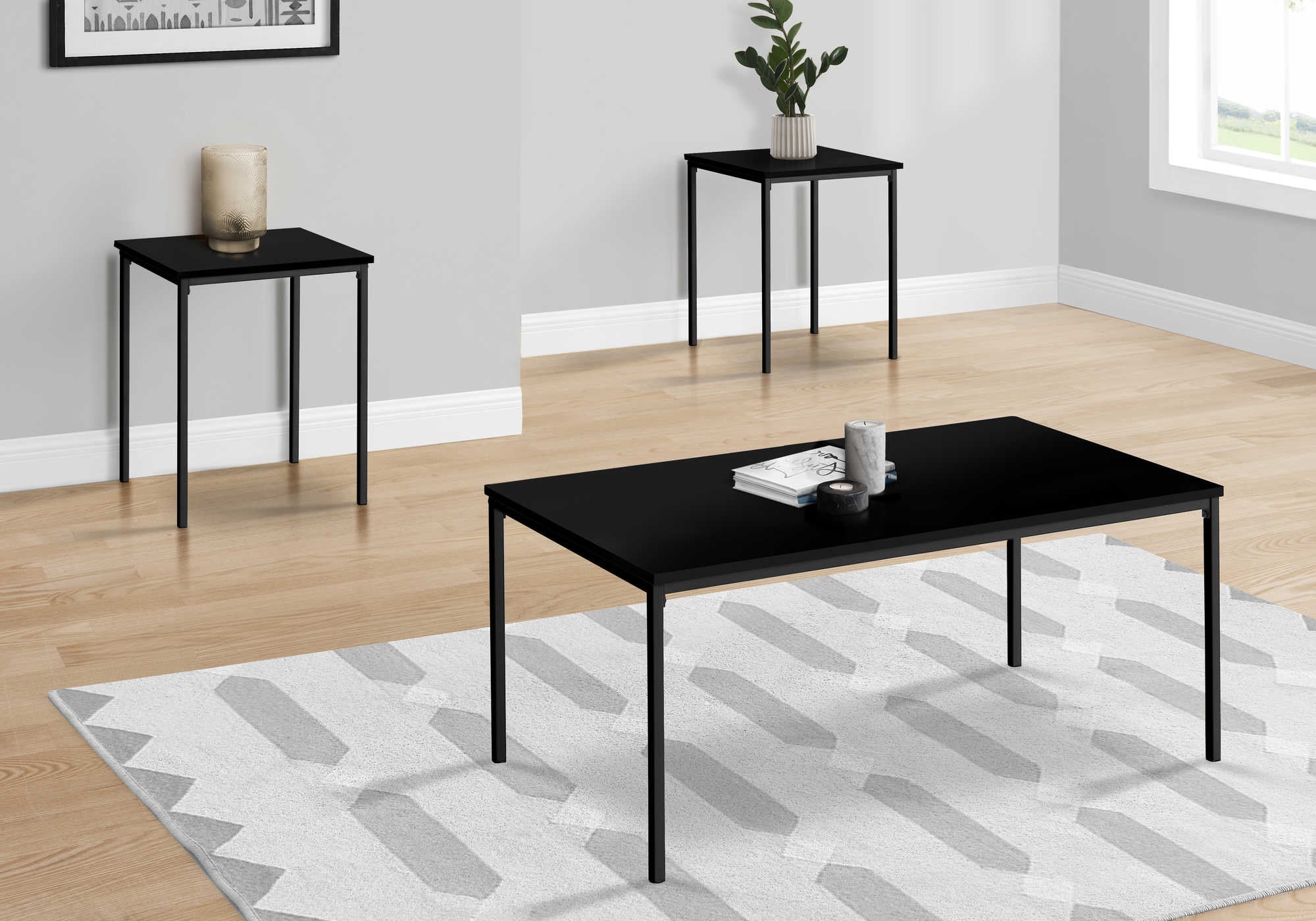 Image of table set - 3pcs set  black  black metal i 7894p.