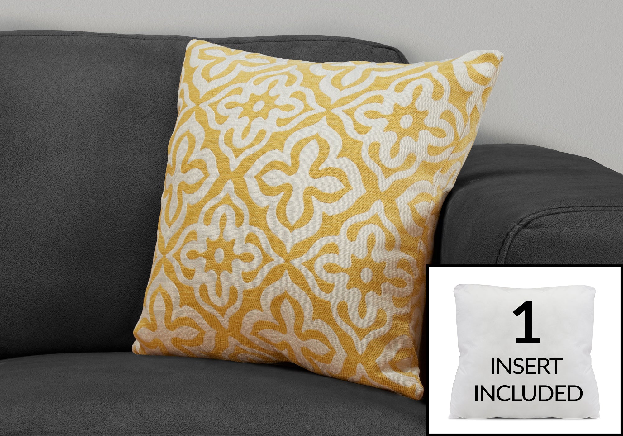 Image of pillow - 18inch x 18inch yellow motif design 1pc  i 9218.