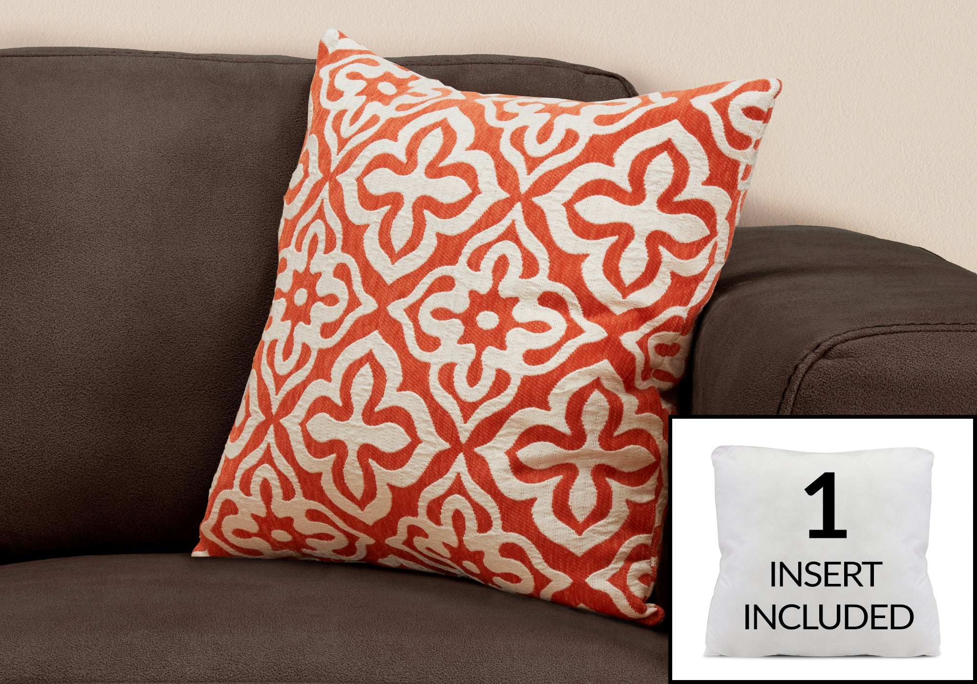 Image of pillow - 18inch x 18inch orange motif design 1pc  i 9220.