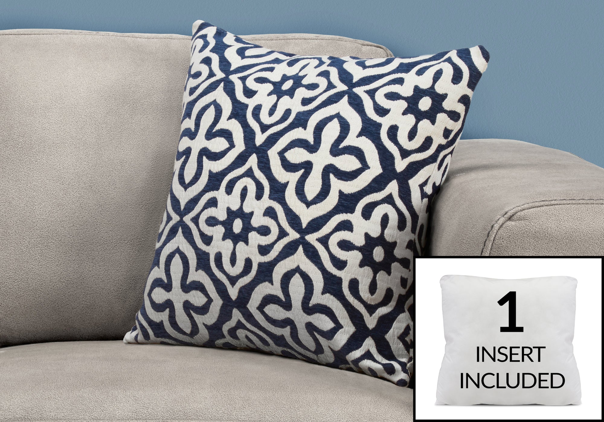 Image of pillow - 18inch x 18inch dark blue motif design 1pc  i 9226.