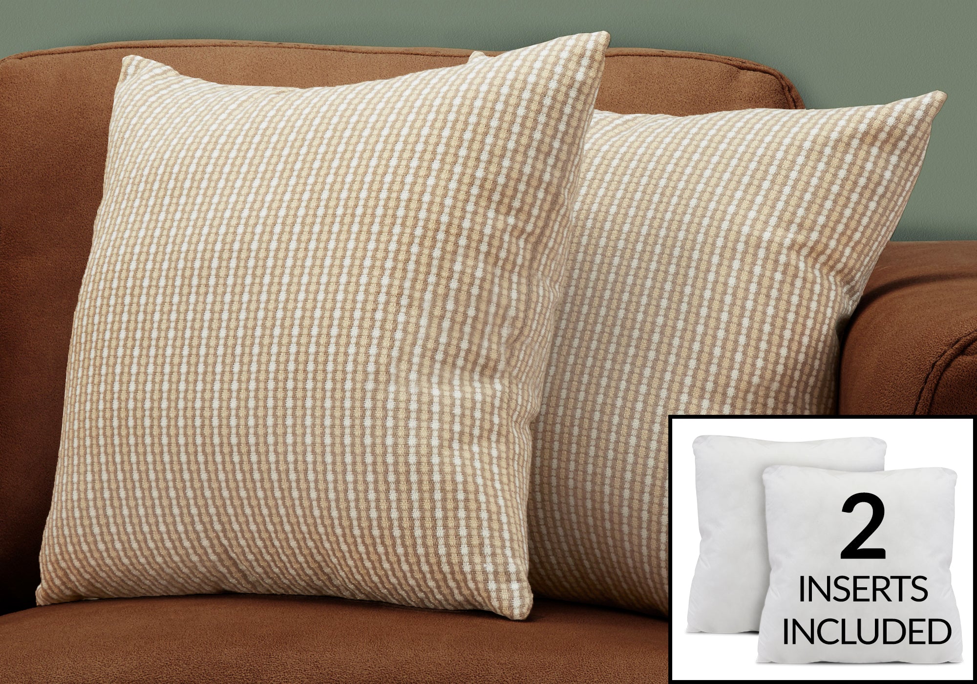 Image of pillow - 18inch x 18inch light dark taupe abstract dot/ 2pcs  i 9229.