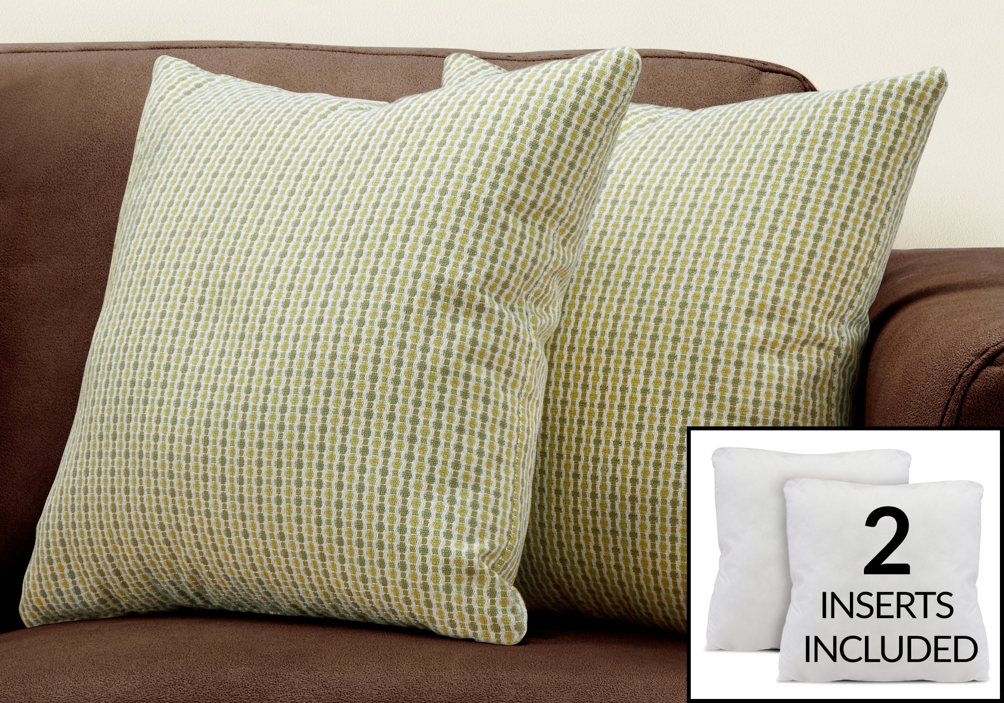 Image of pillow - 18inch x 18inch light dark green abstract dot/ 2pcs  i 9233.