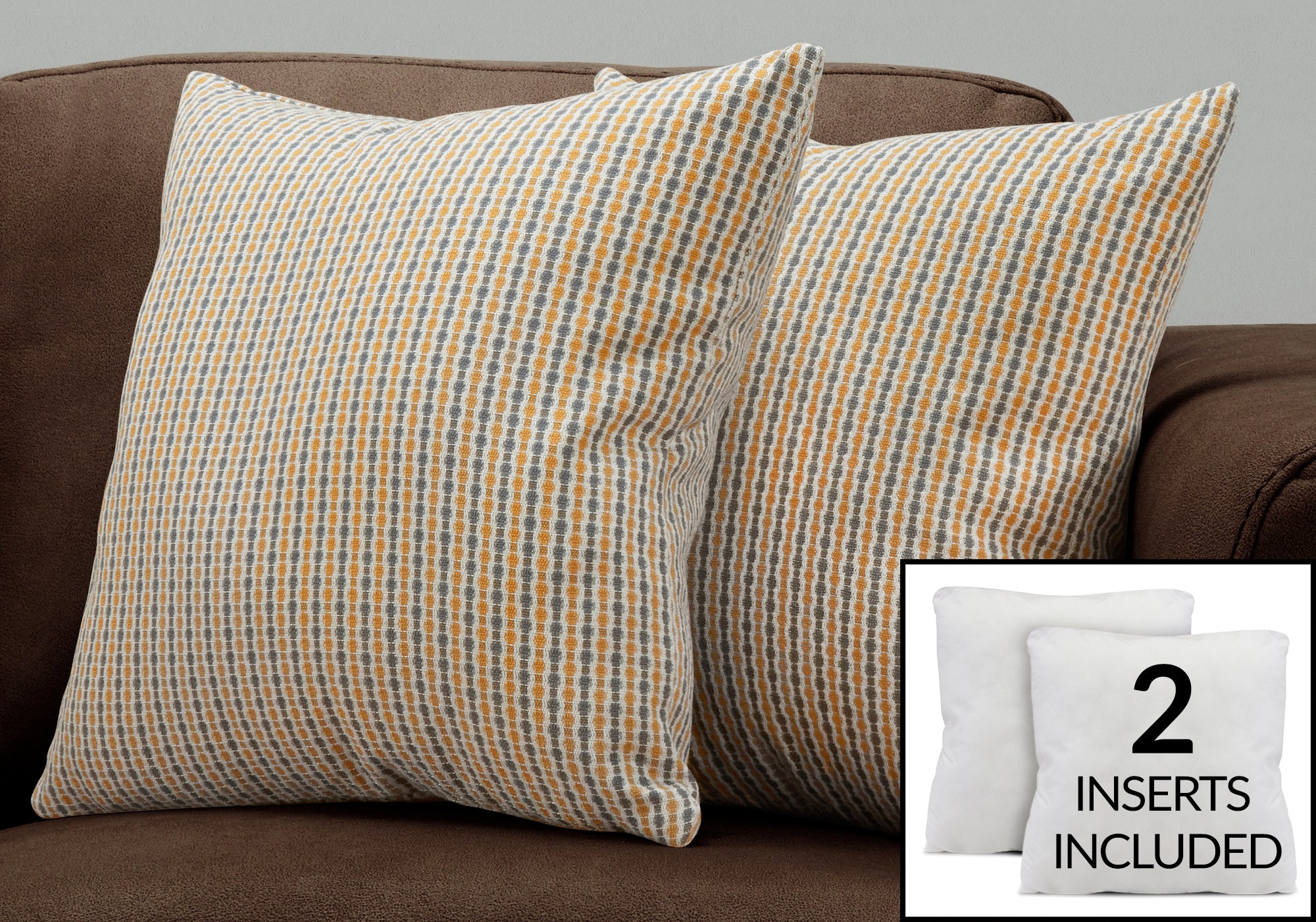 Image of pillow - 18inch x 18inch gold grey abstract dot 2pcs  i 9235.