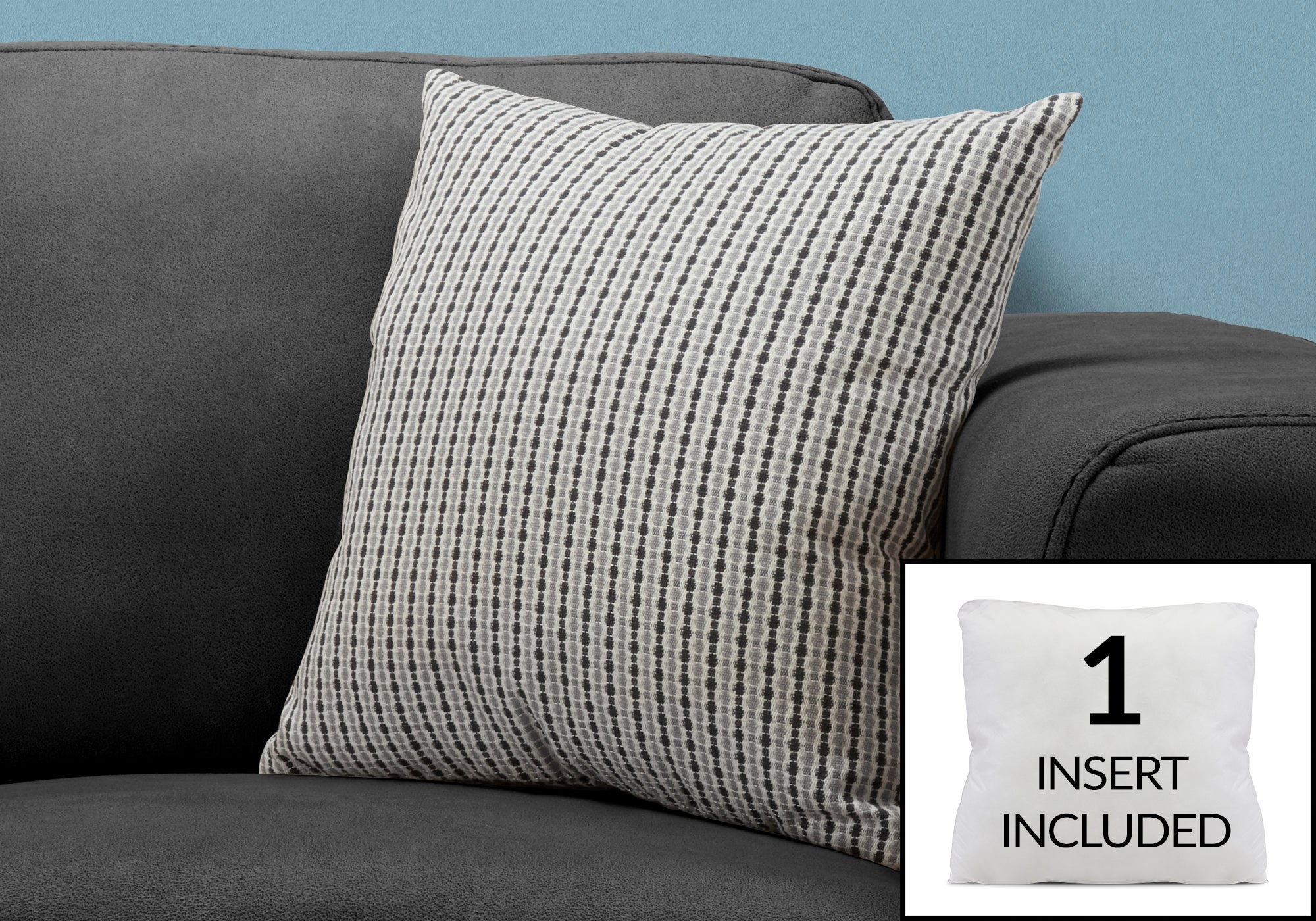 Image of pillow - 18inch x 18inch light grey black abstract dot 1pc  i 9236.