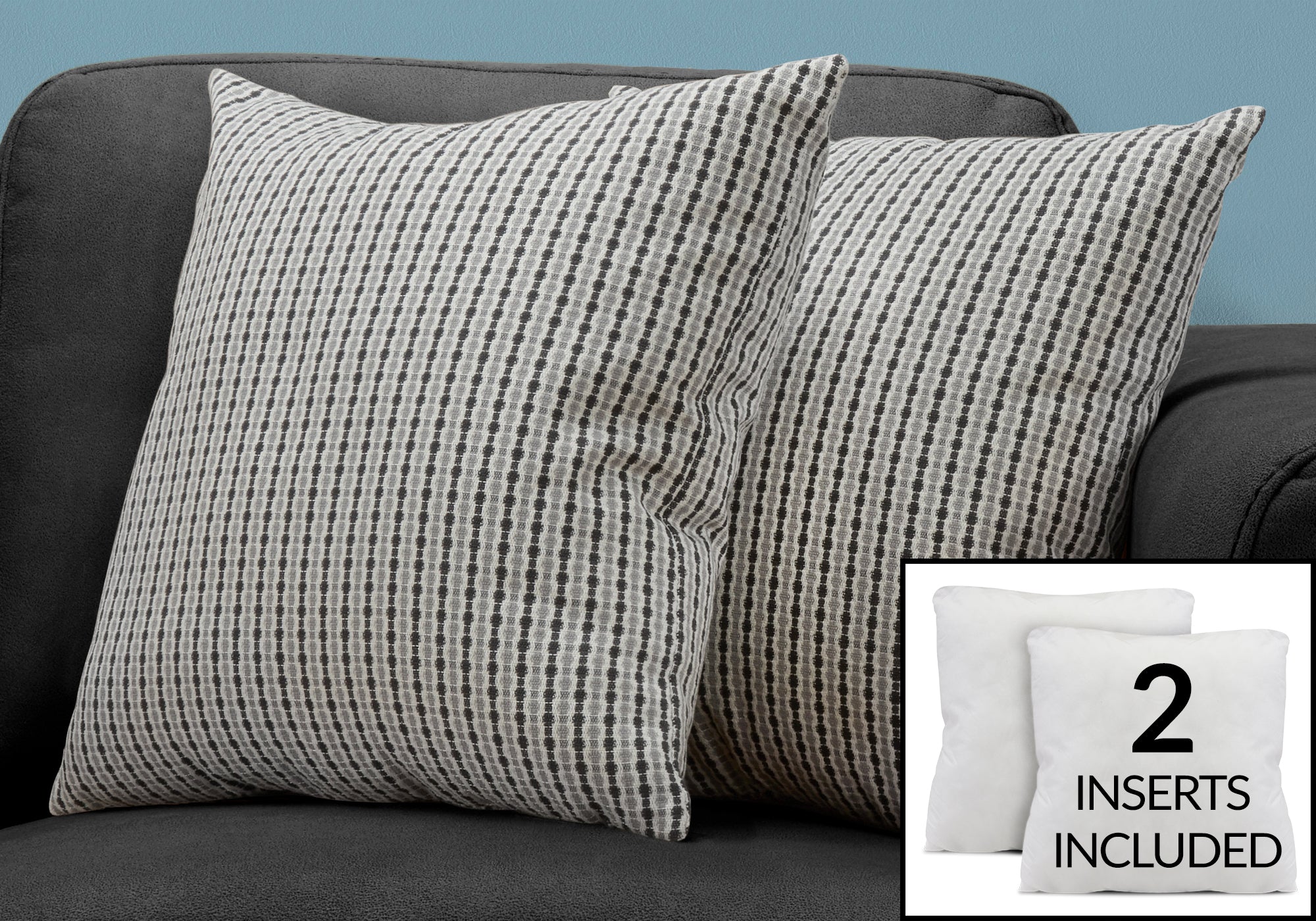 Image of pillow - 18inch x 18inch light grey black abstract dot/ 2pcs  i 9237.