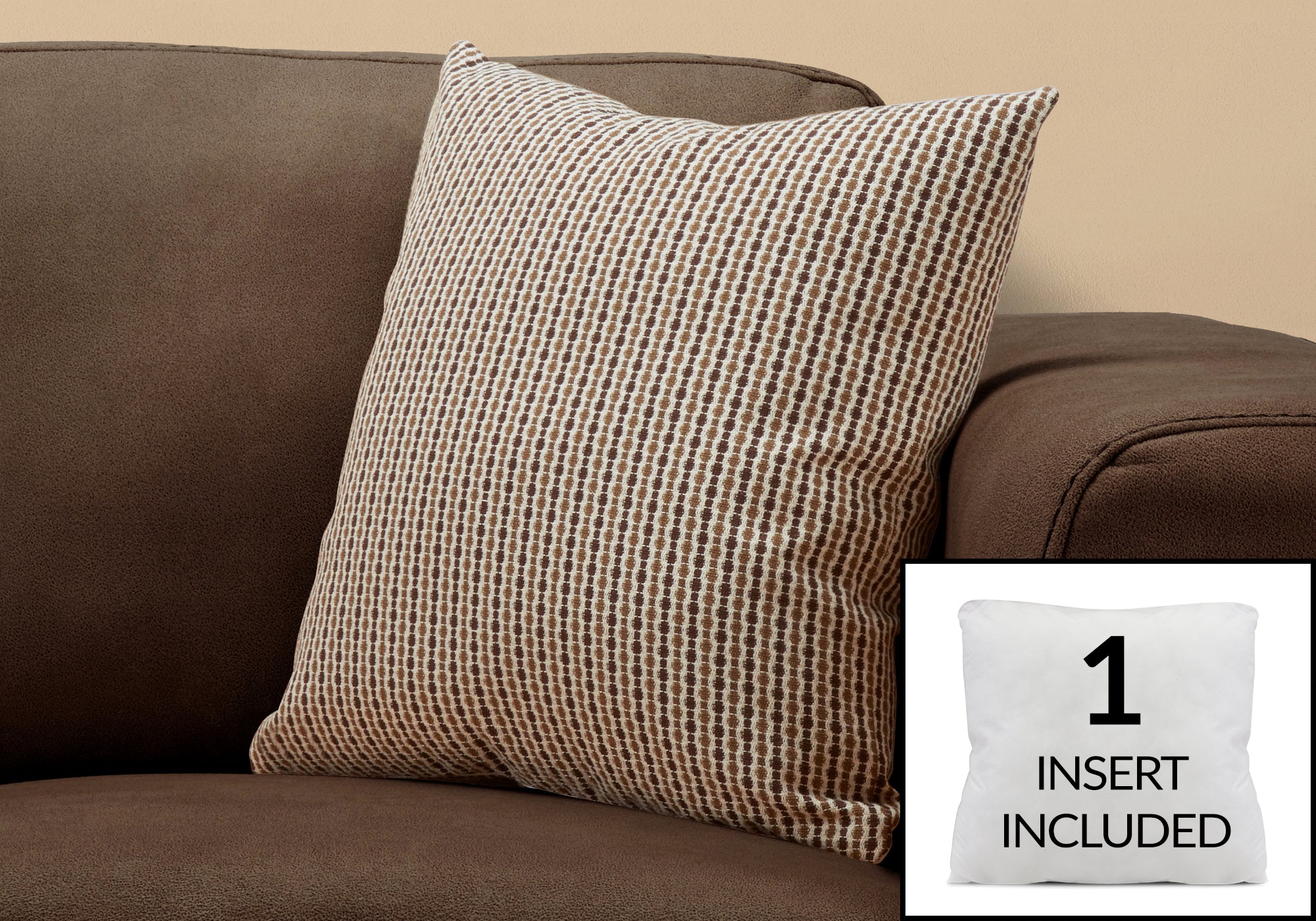 Image of pillow - 18inch x 18inch light dark brown abstract dot 1pc  i 9238.