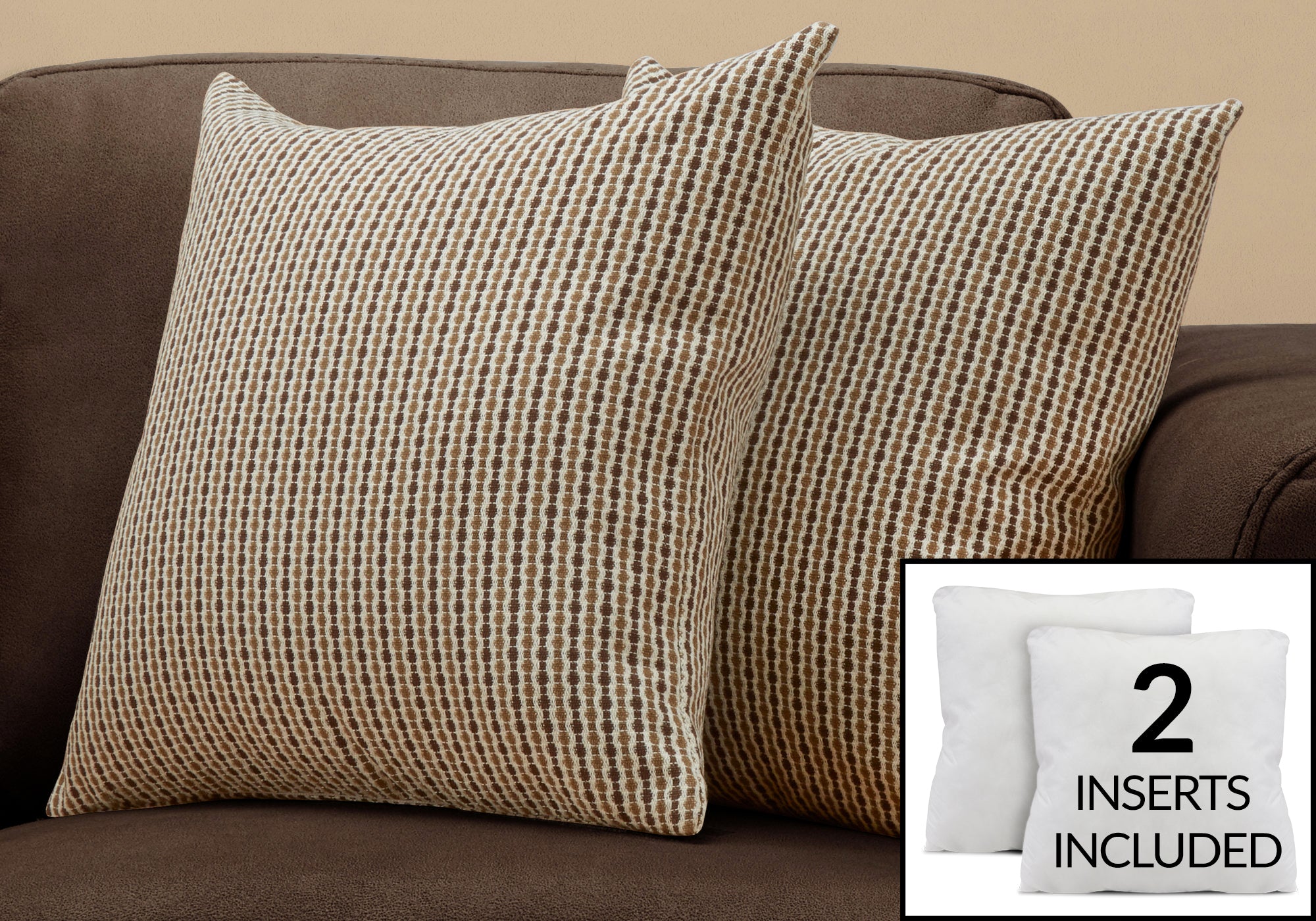 Image of pillow - 18inch x 18inch light dark brown abstract dot/ 2pcs  i 9239.