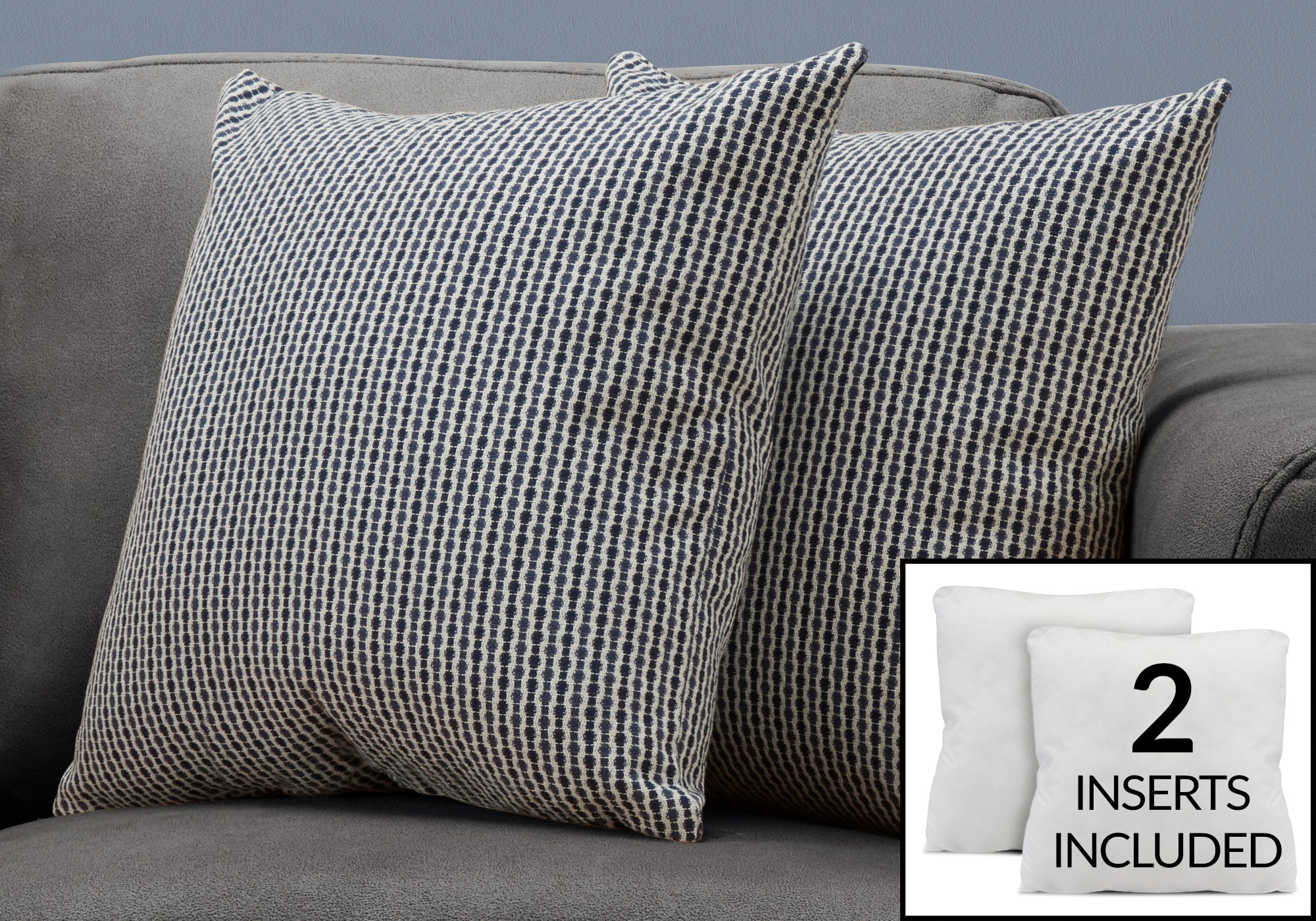 Image of pillow - 18inch x 18inch light dark blue abstract dot 2pcs  i 9241.