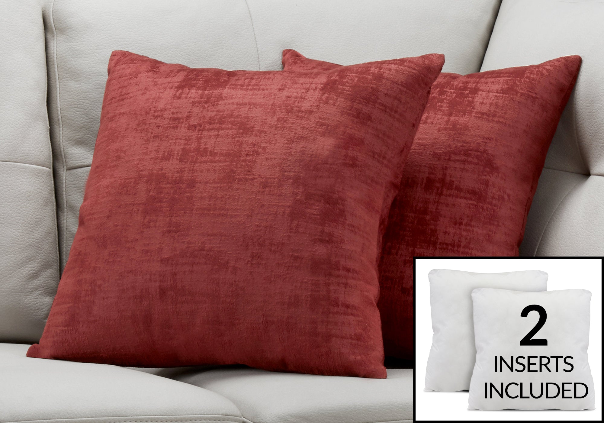 Image of pillow - 18inch x 18inch red brushed velvet 2pcs  i 9243.