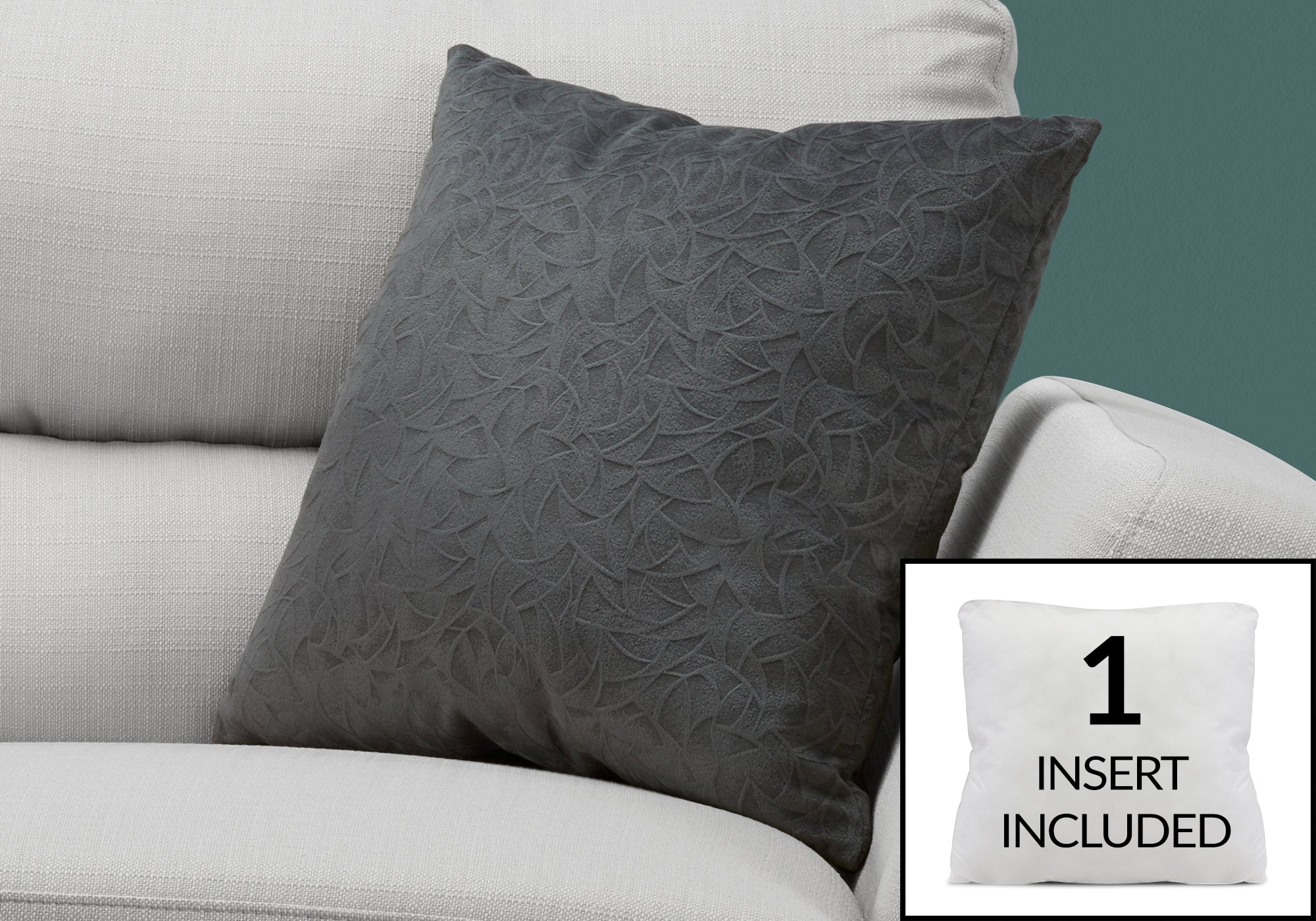 Image of pillow - 18inch x 18inch dark grey floral velvet 1pc  i 9258.