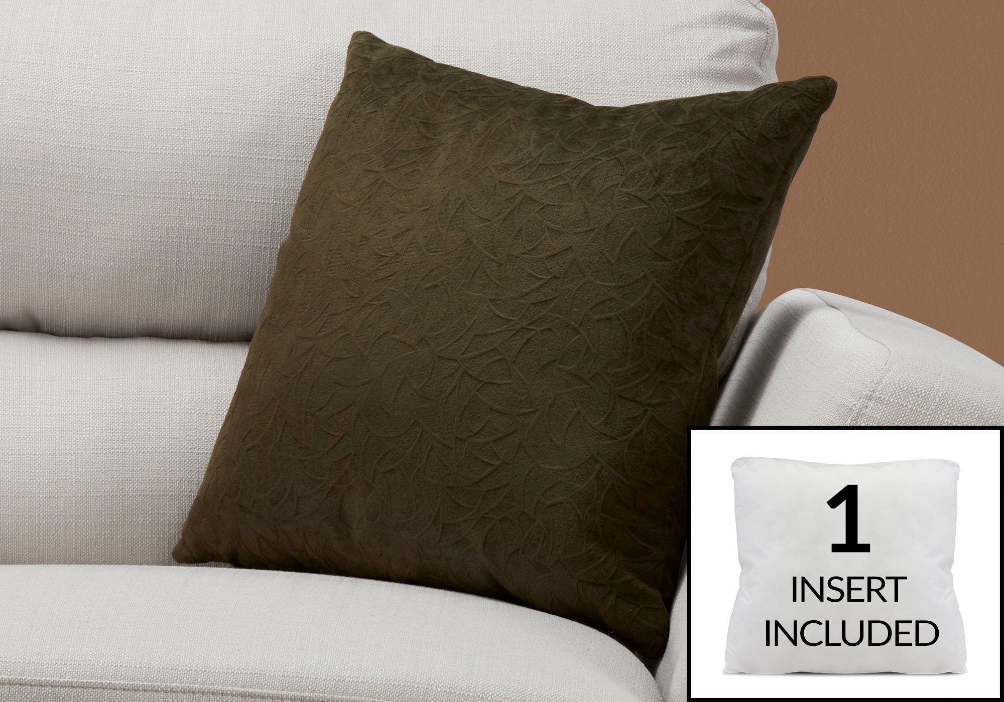 Image of pillow - 18inch x 18inch dark green floral velvet 1pc  i 9262.