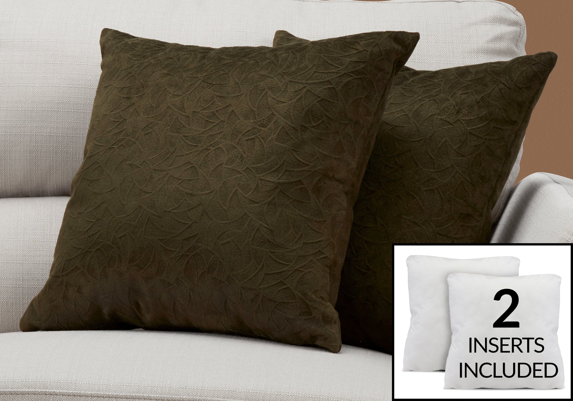 Image of pillow - 18inch x 18inch dark green floral velvet 2pcs  i 9263.