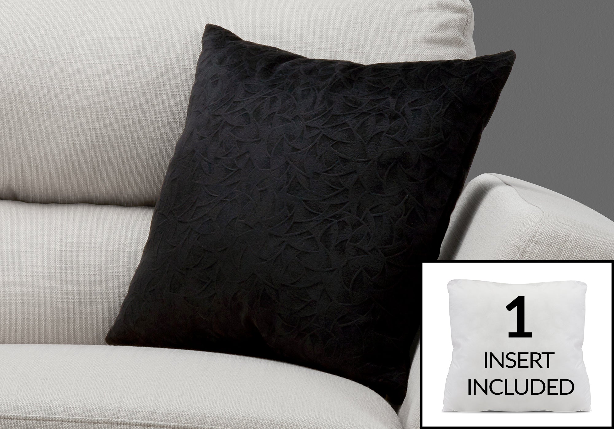 Image of pillow - 18inch x 18inch black floral velvet 1pc  i 9266.