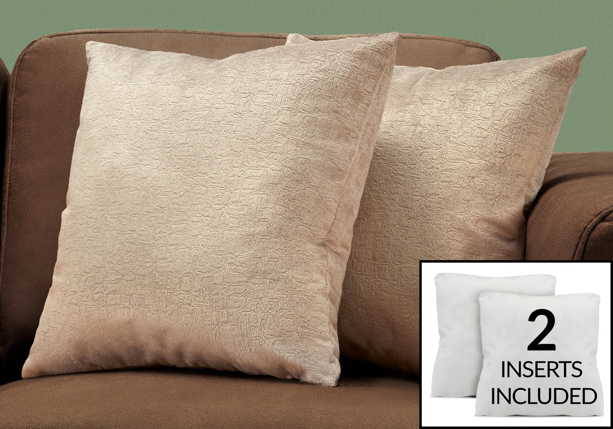 Image of pillow - 18inch x 18inch taupe mosaic velvet 2pcs  i 9271.