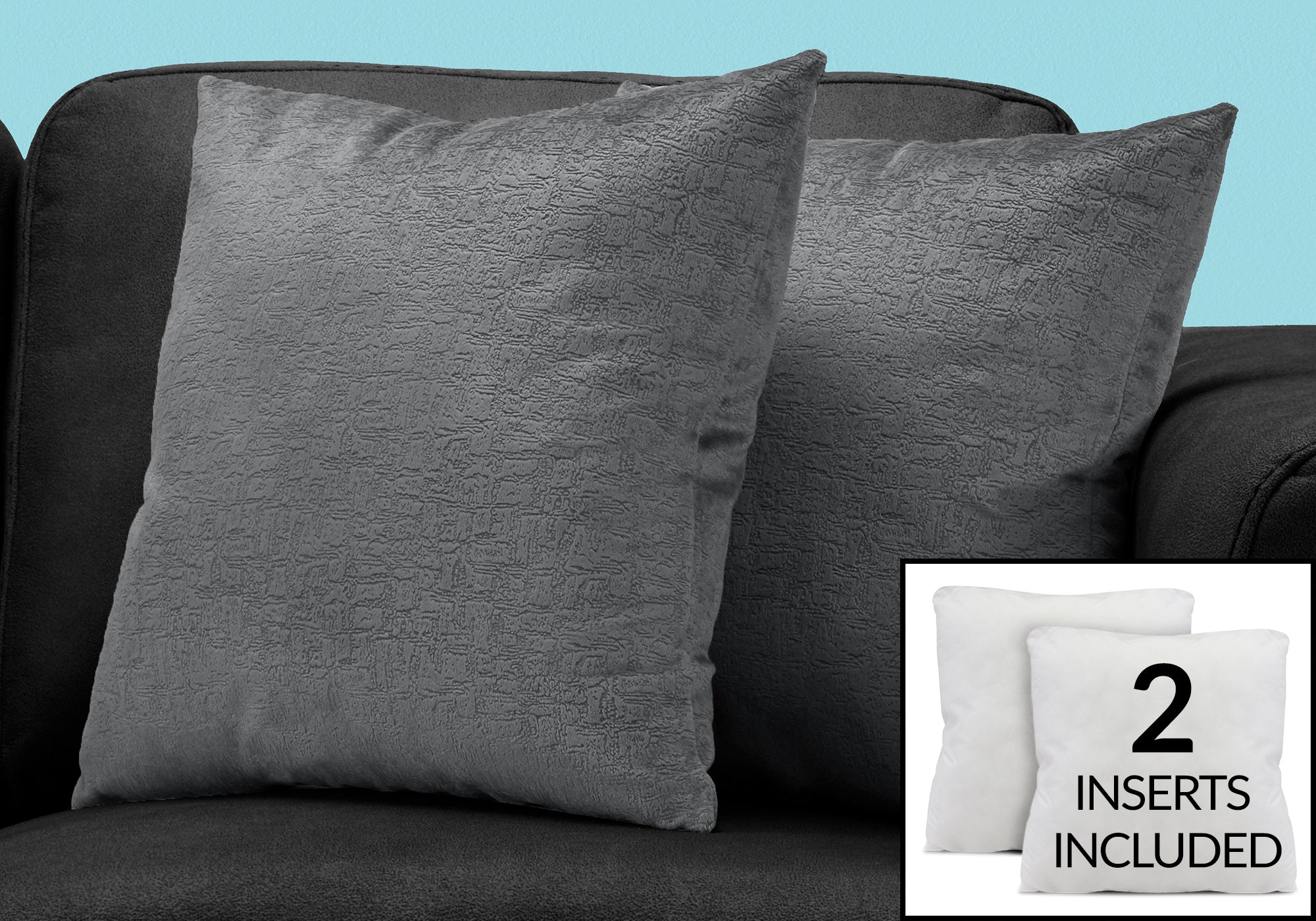 Image of pillow - 18inch x 18inch dark grey mosaic velvet 2pcs  i 9275.