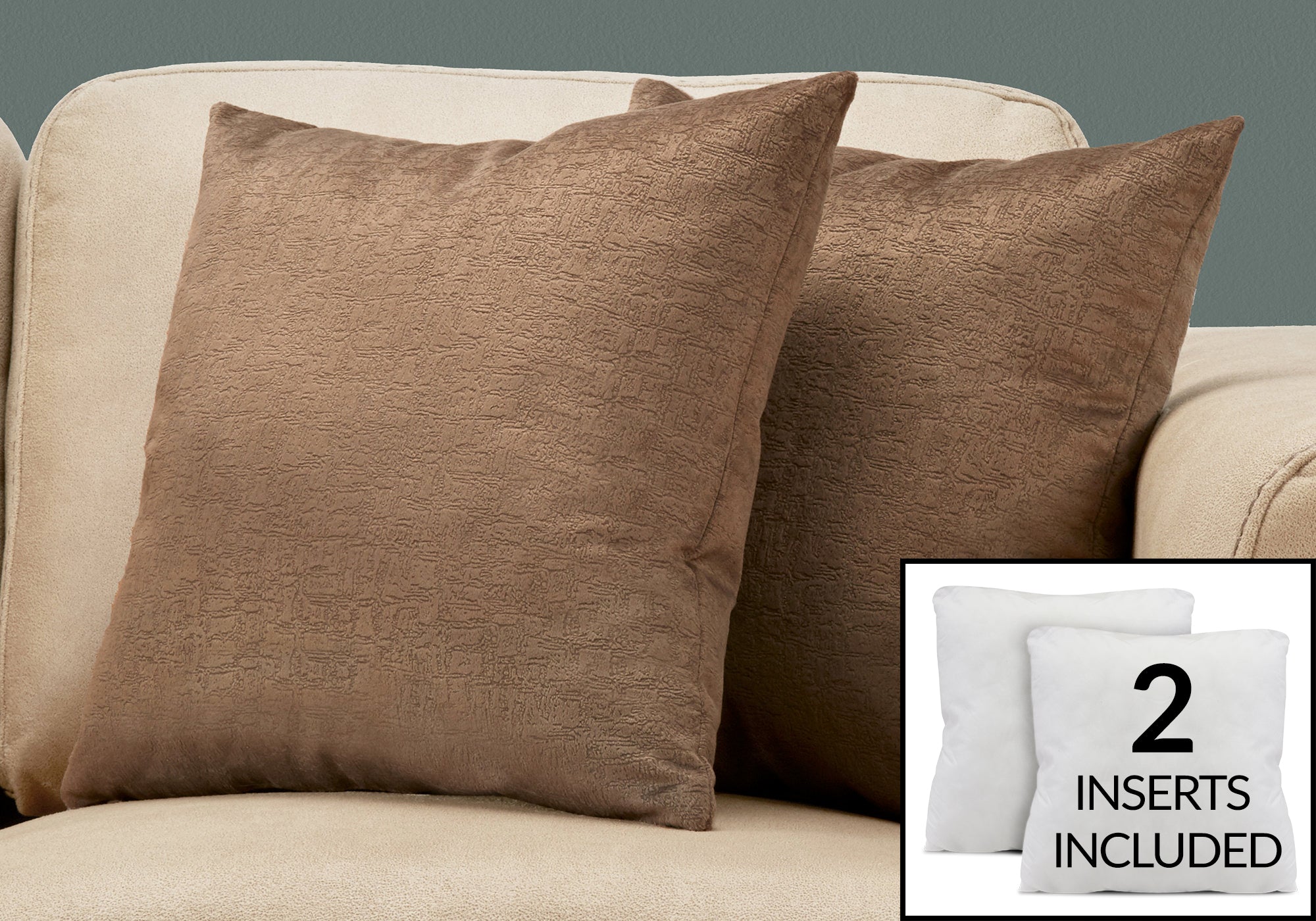 Image of pillow - 18inch x 18inch light brown mosaic velvet 2pcs  i 9277.