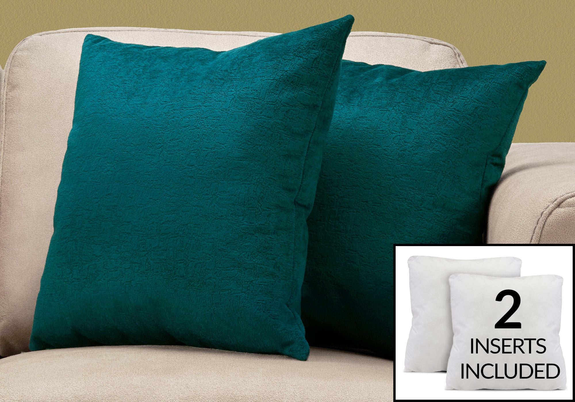 Image of pillow - 18inch x 18inch emerald green mosaic velvet 2pcs  i 9281.