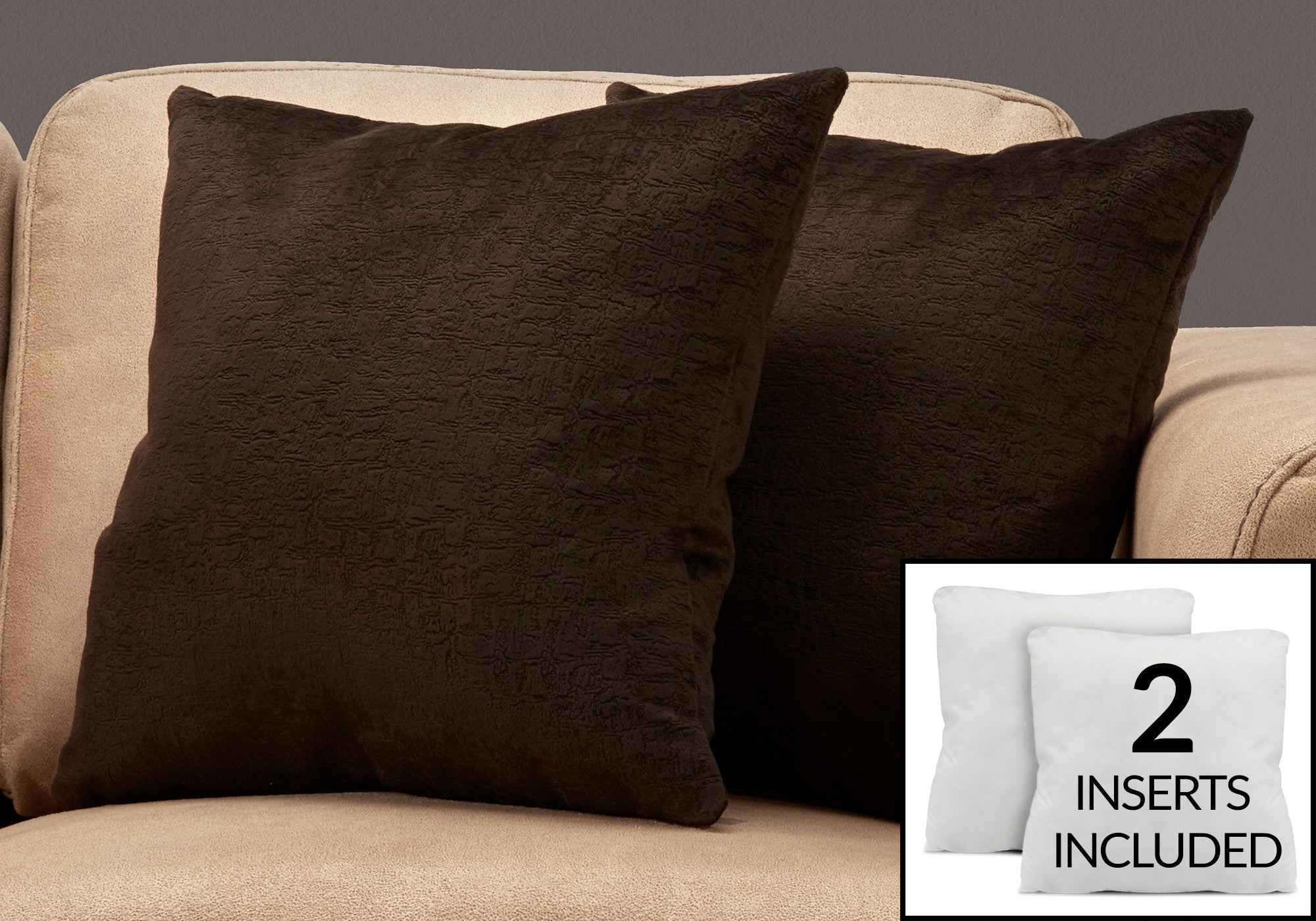 Image of pillow - 18inch x 18inch dark brown mosaic velvet 2pcs  i 9285.