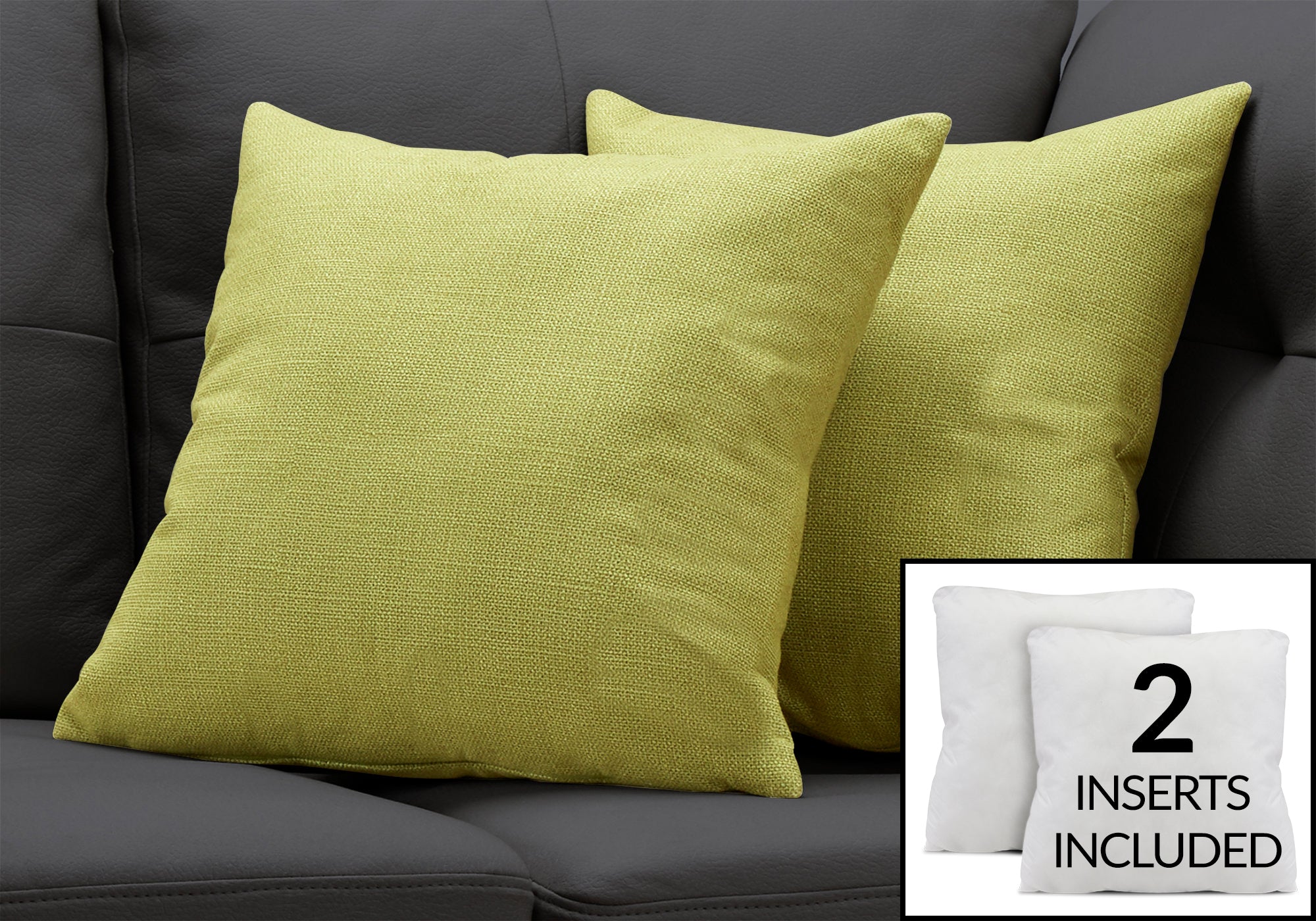 Image of pillow - 18inch x 18inch patterned lime green 2pcs  i 9293.