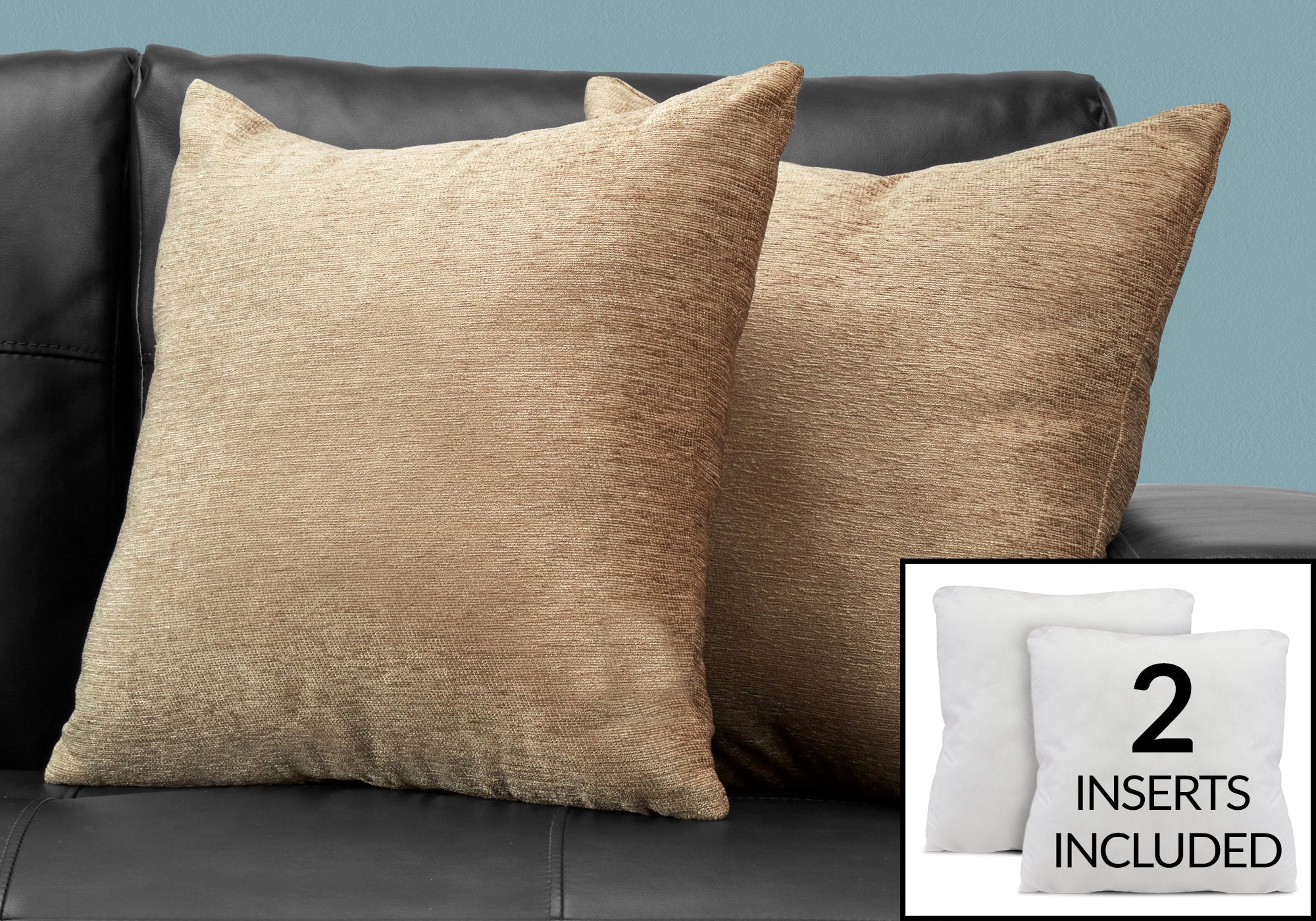 Image of pillow - 18inch x 18inch solid tan 2pcs  i 9297.