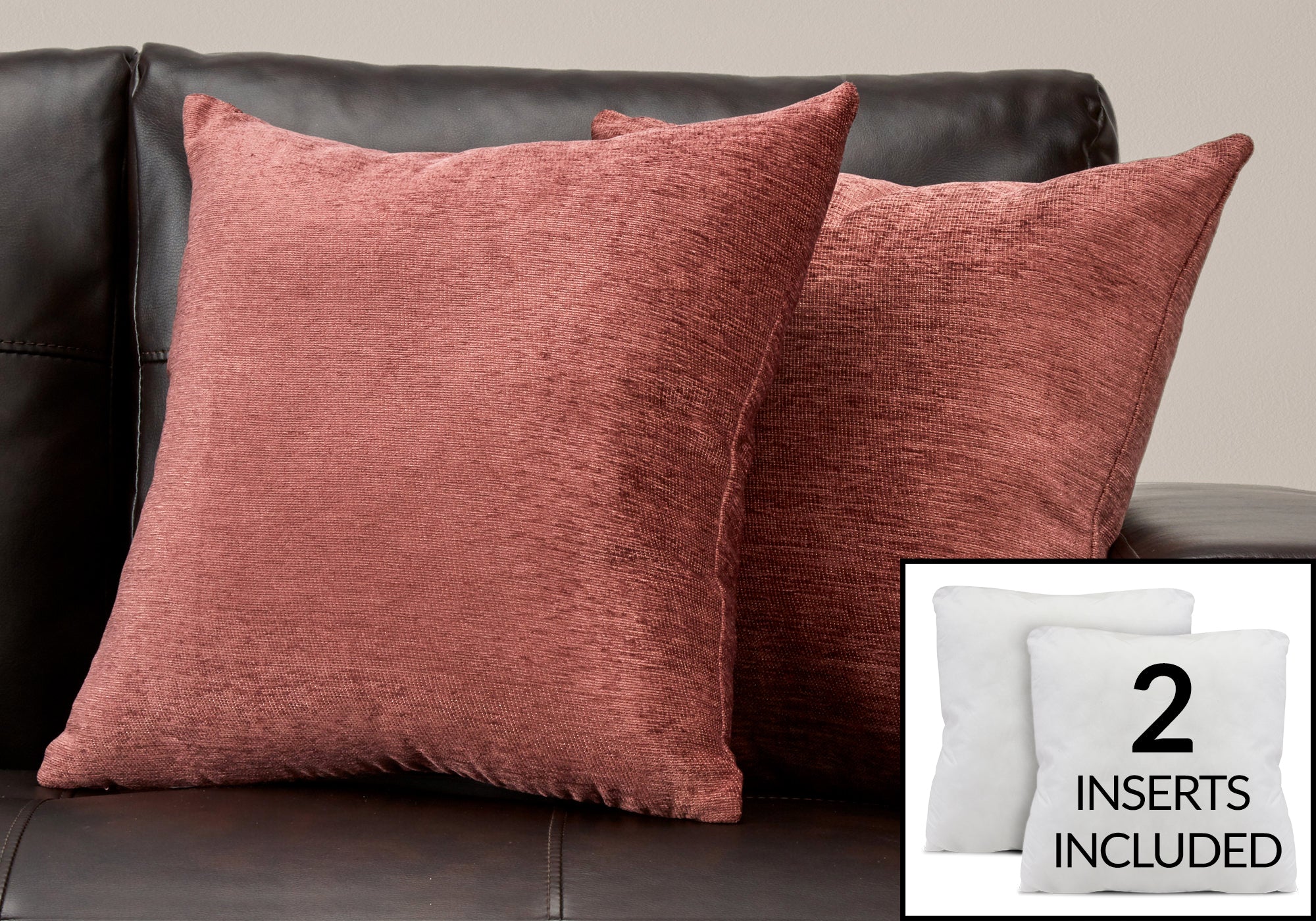 Image of pillow - 18inch x 18inch solid dusty rose 2pcs  i 9301.
