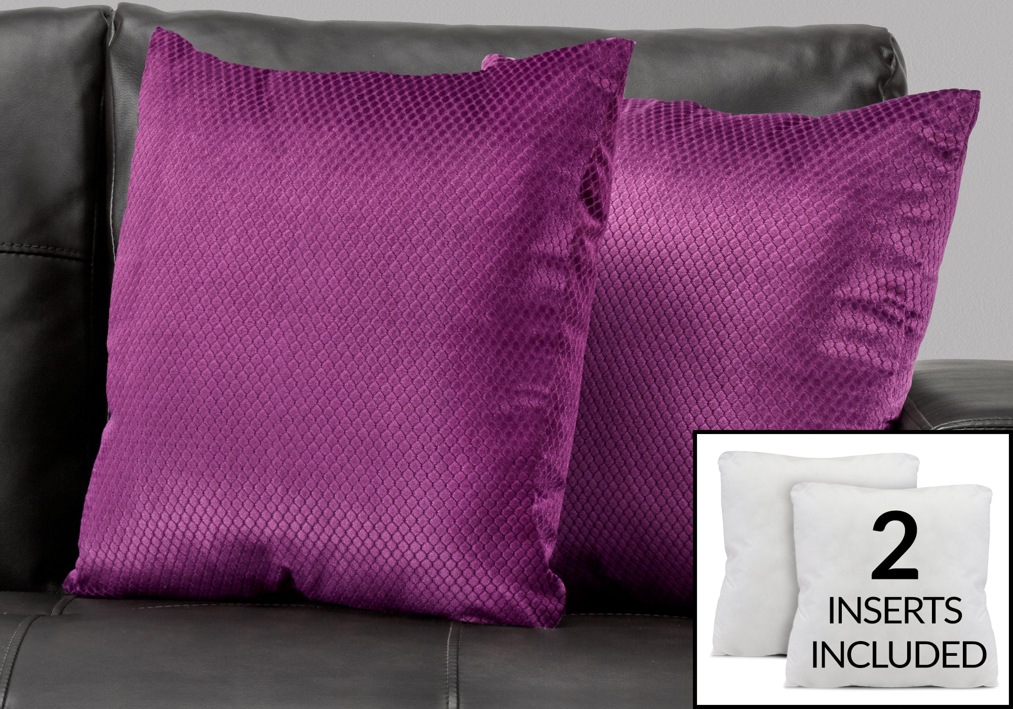Image of pillow - 18inch x 18inch purple diamond velvet 2pcs  i 9303.