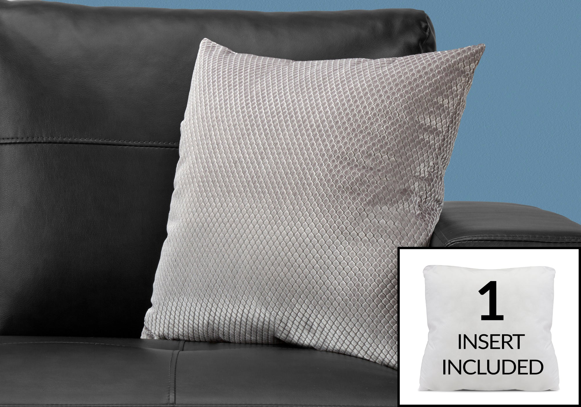 Image of pillow - 18inch x 18inch silver diamond velvet 1pc  i 9306.