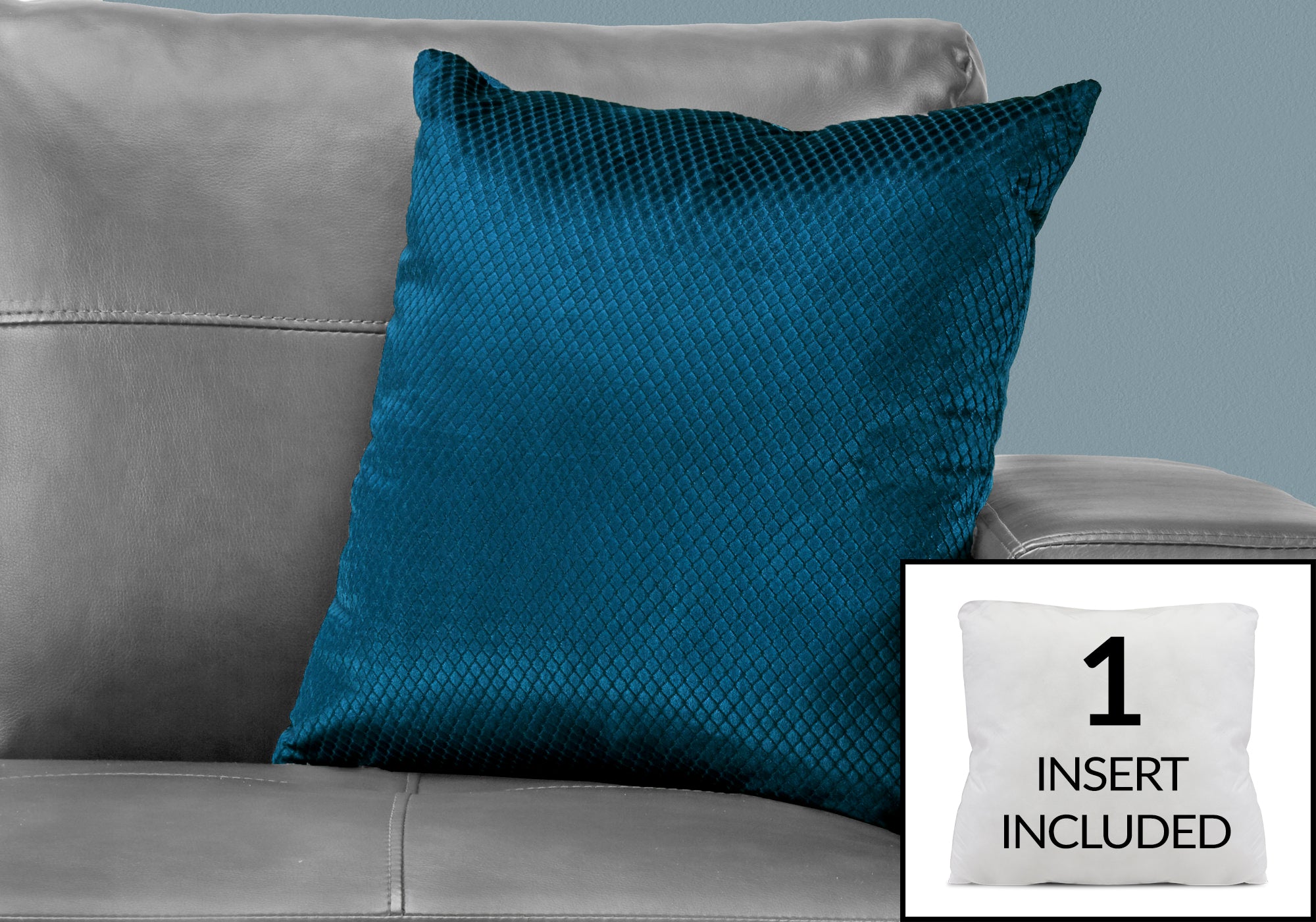 Image of pillow - 18inch x 18inch steel blue diamond velvet 1pc  i 9308.