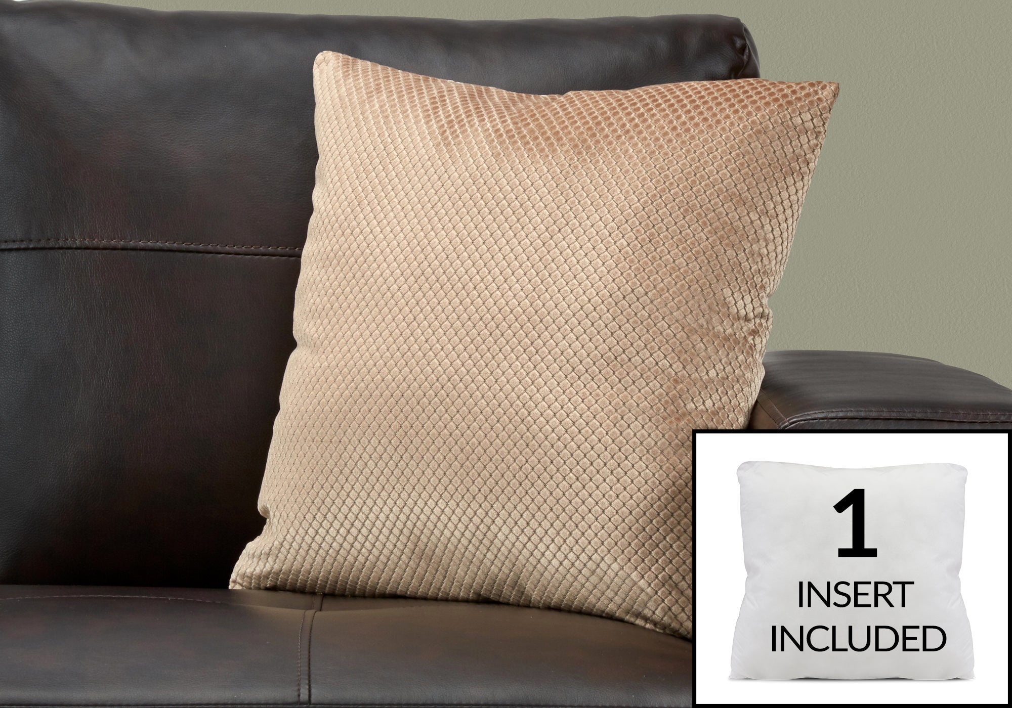 Image of pillow - 18inch x 18inch beige diamond velvet 1pc  i 9310.
