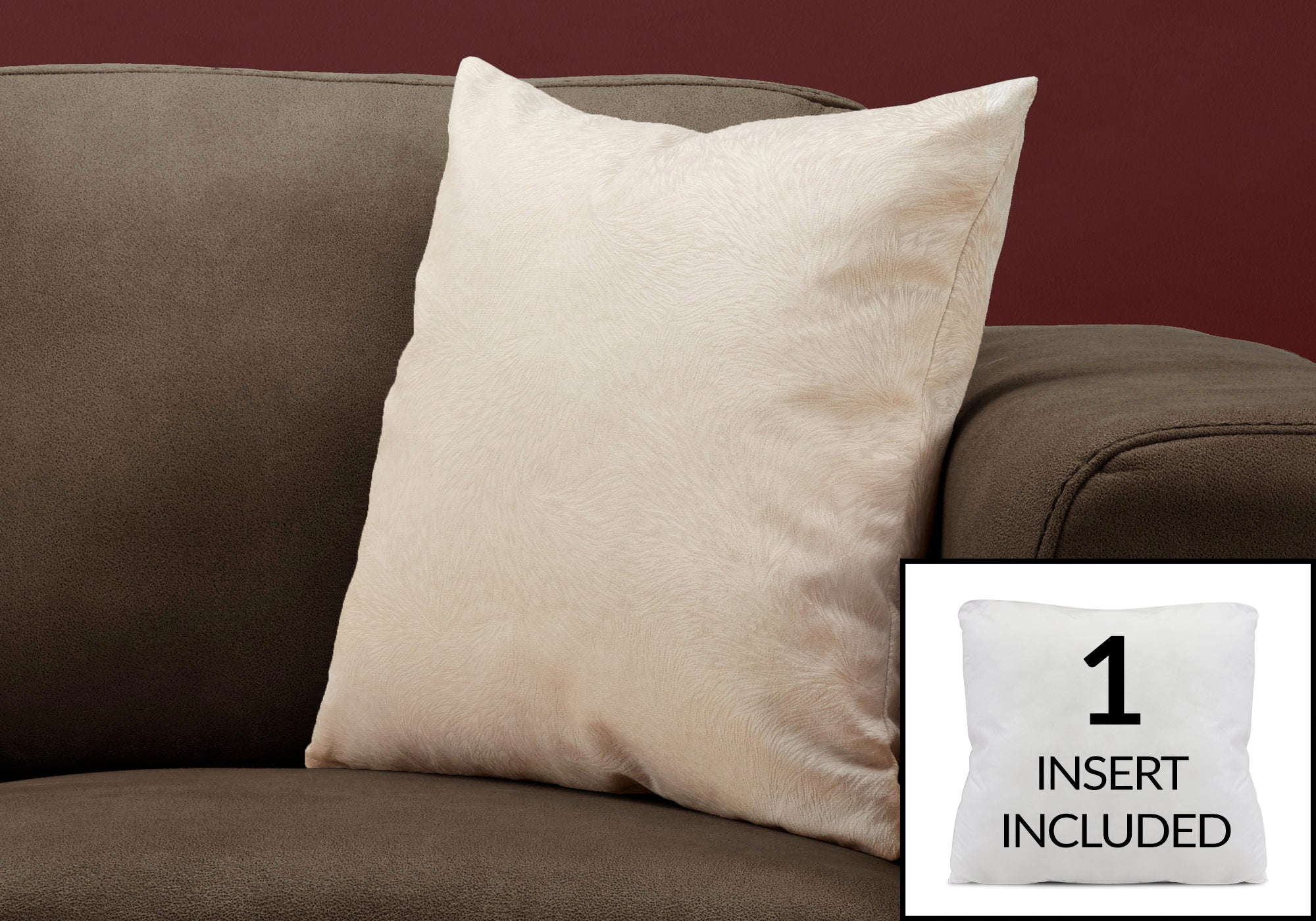 Image of pillow - 18inch x 18inch light taupe feathered velvet 1pc  i 9318.